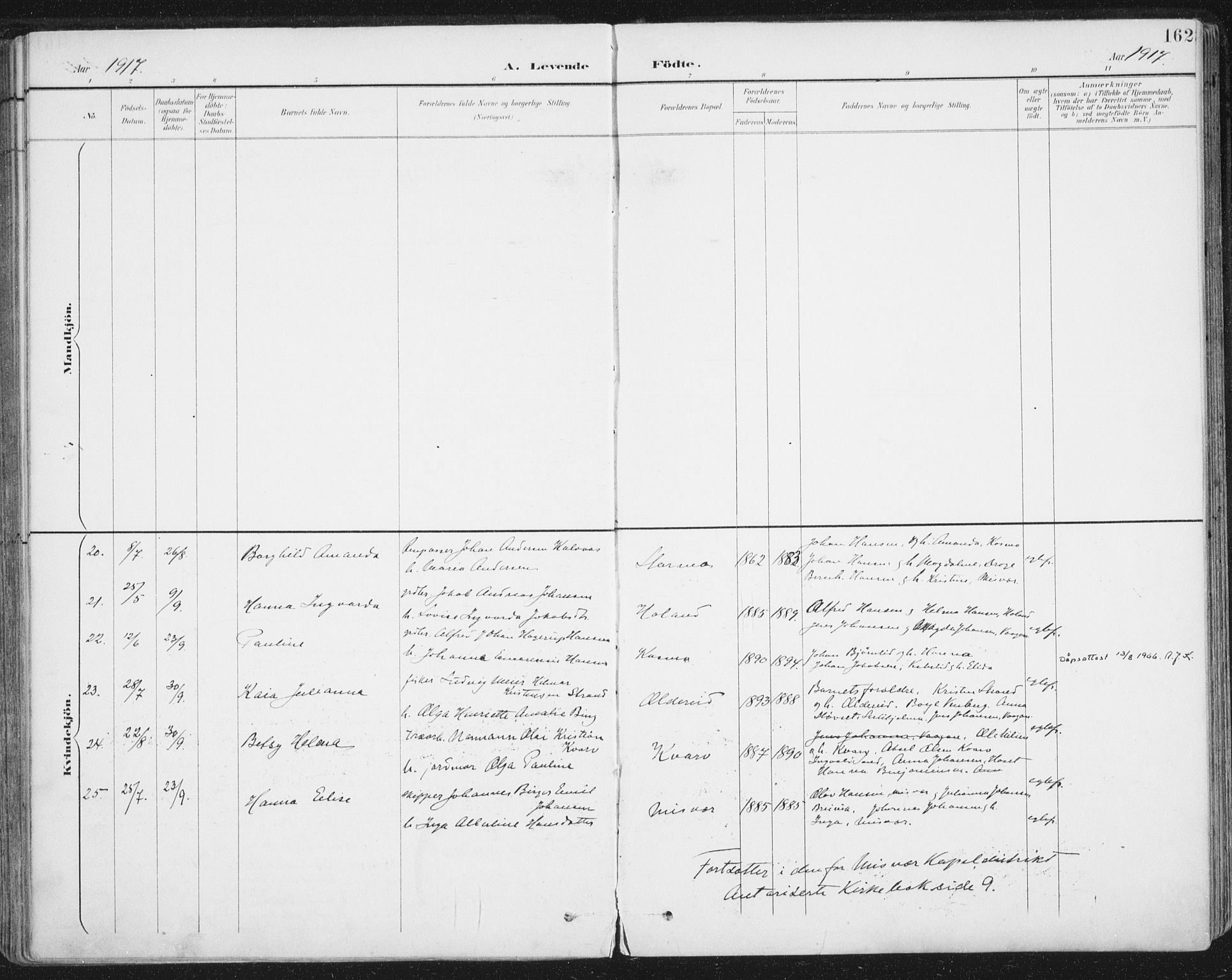Ministerialprotokoller, klokkerbøker og fødselsregistre - Nordland, SAT/A-1459/852/L0741: Ministerialbok nr. 852A11, 1894-1917, s. 162