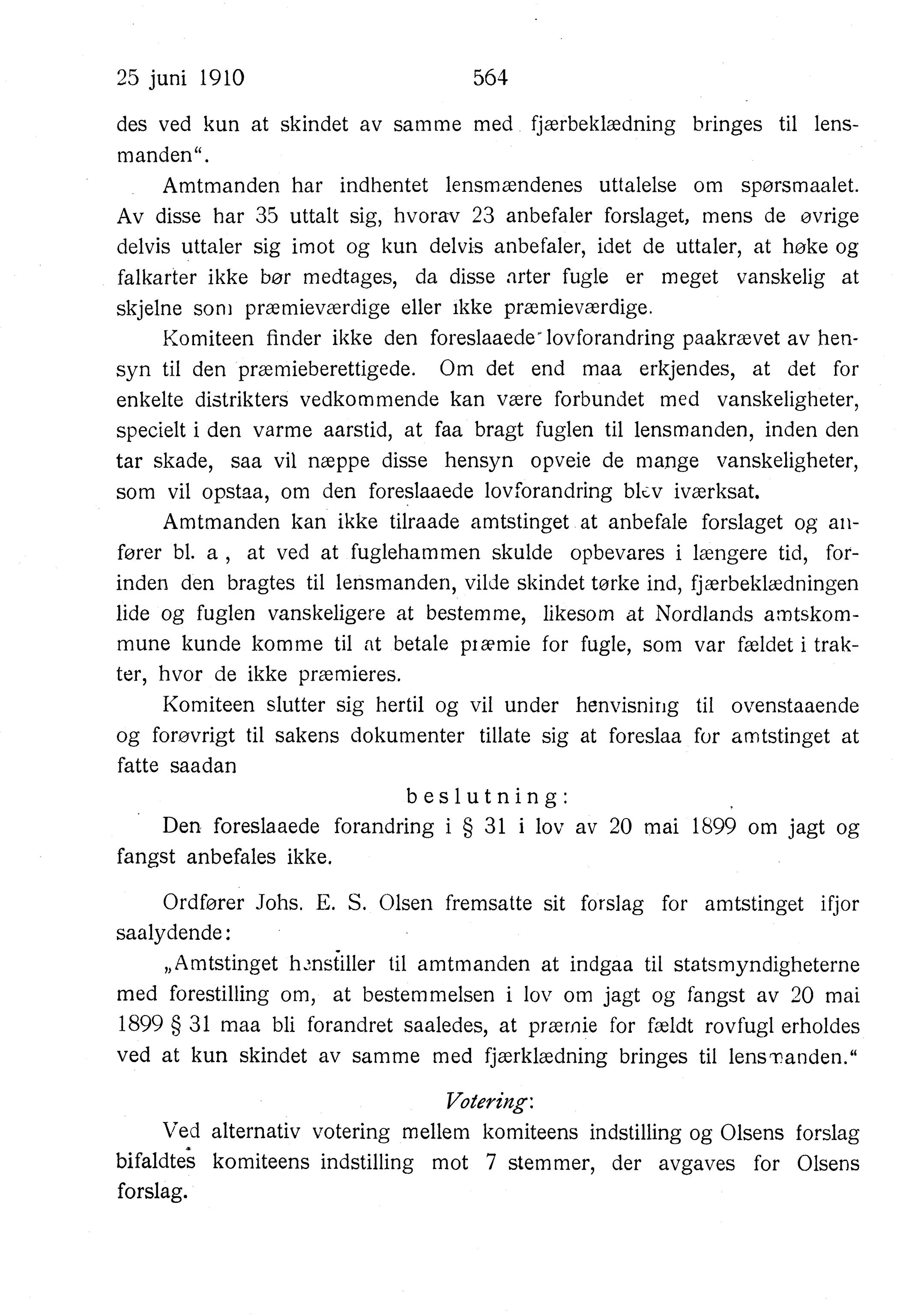 Nordland Fylkeskommune. Fylkestinget, AIN/NFK-17/176/A/Ac/L0033: Fylkestingsforhandlinger 1910, 1910