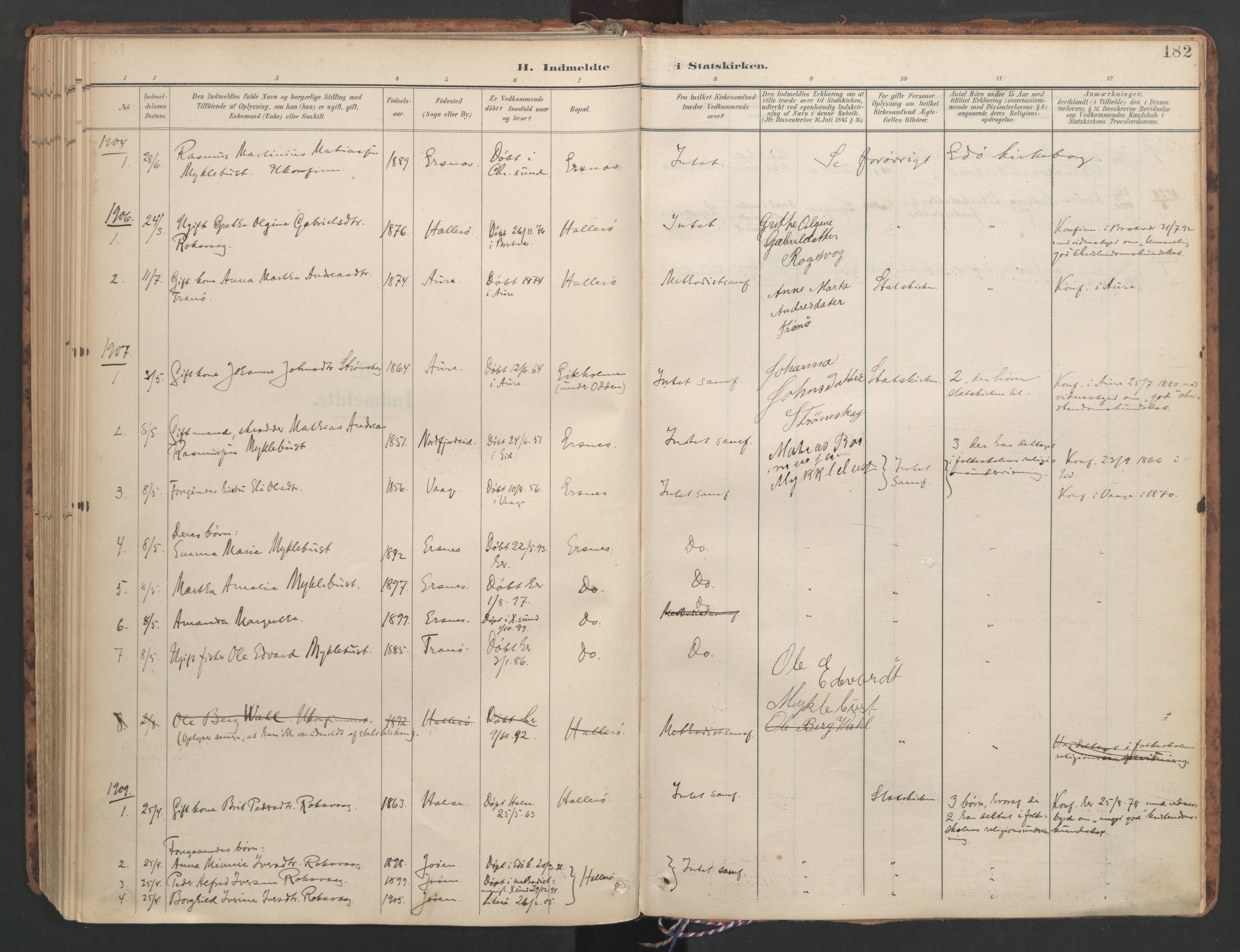Ministerialprotokoller, klokkerbøker og fødselsregistre - Møre og Romsdal, AV/SAT-A-1454/582/L0948: Ministerialbok nr. 582A02, 1901-1922, s. 182