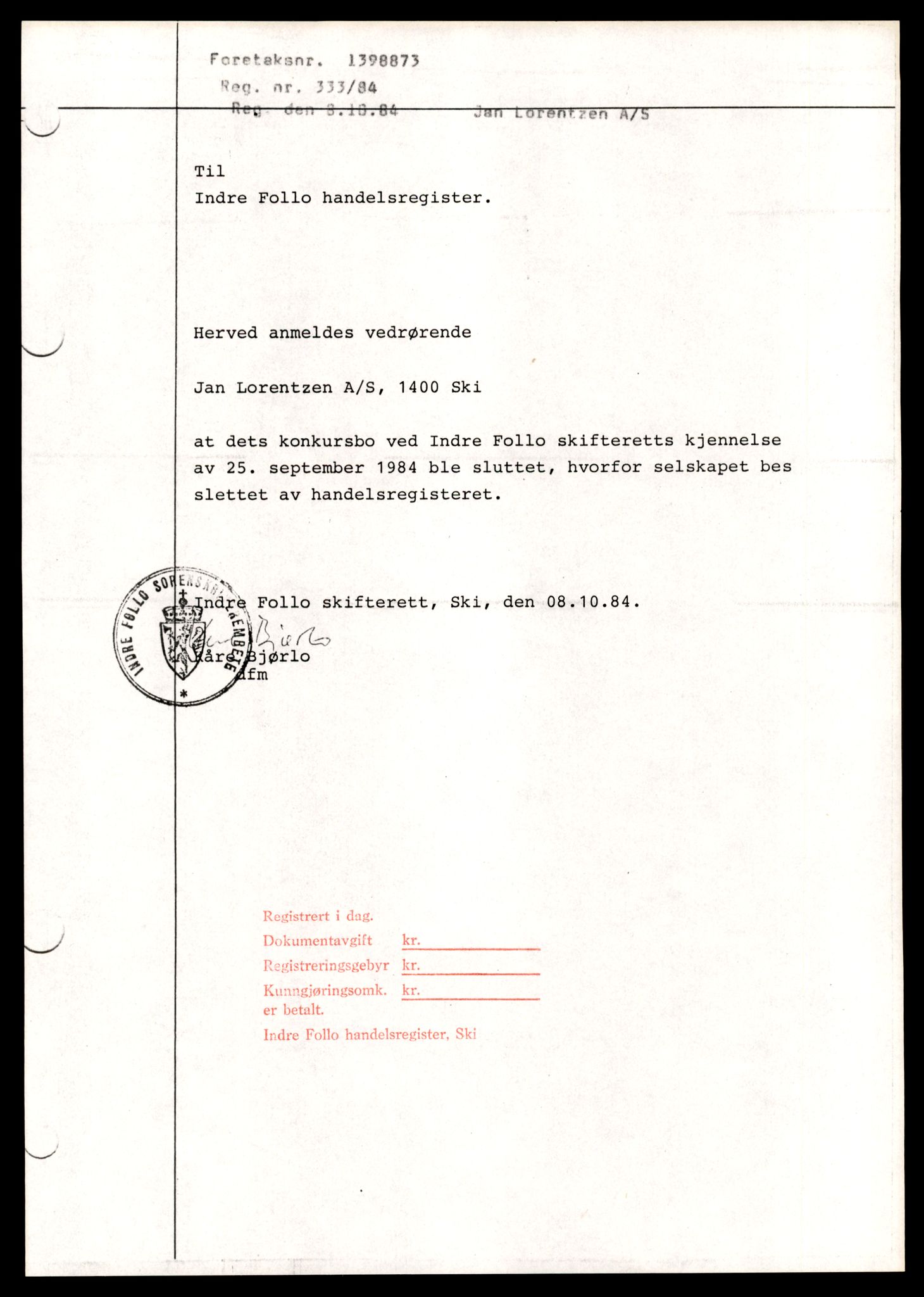 Indre Follo tingrett, AV/SAT-A-10086/K/Kb/Kba/L0017: Aksjeselskap, Lor - Mor , 1944-1990, s. 5