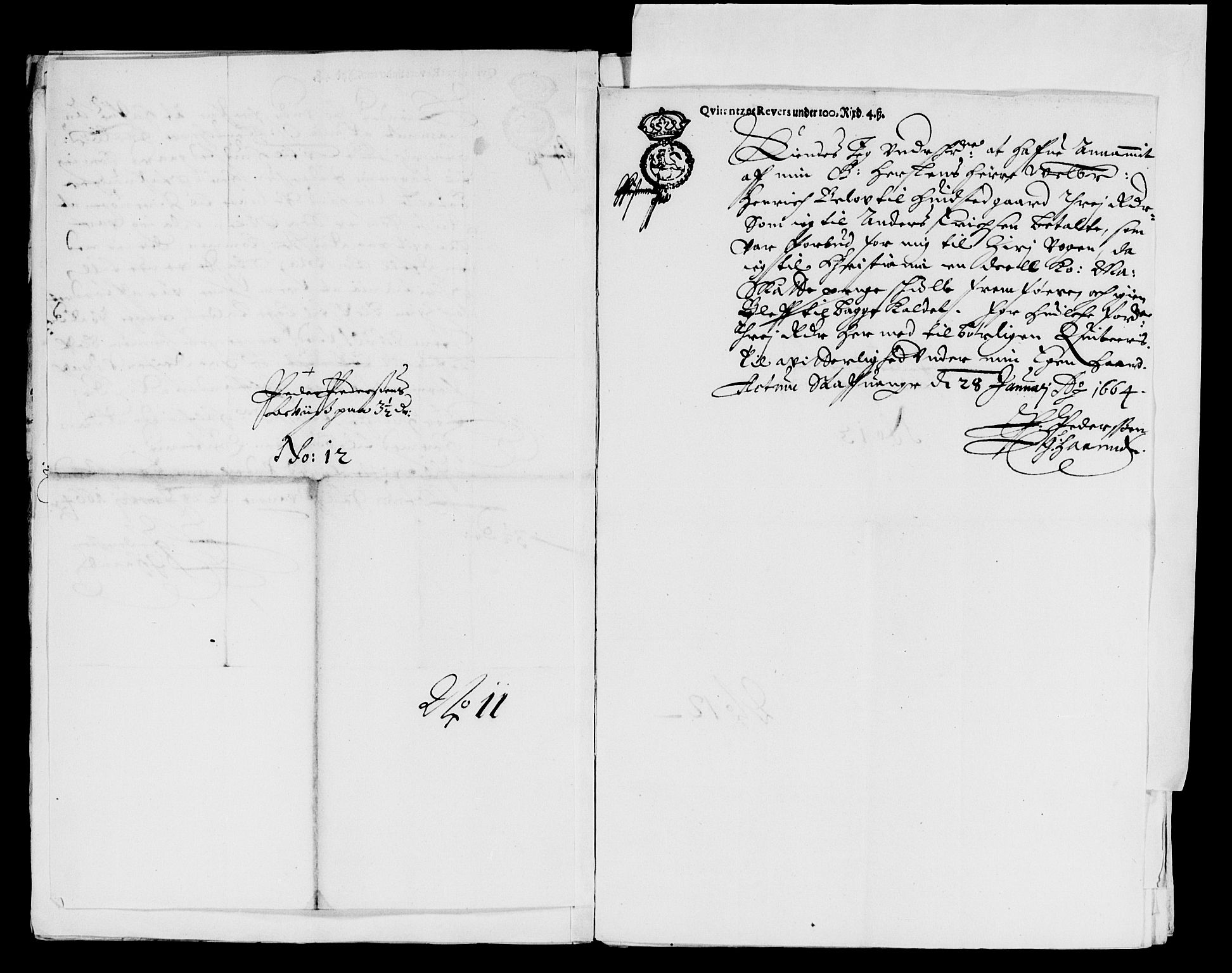 Rentekammeret inntil 1814, Reviderte regnskaper, Lensregnskaper, AV/RA-EA-5023/R/Rb/Rbs/L0047: Stavanger len, 1663-1664