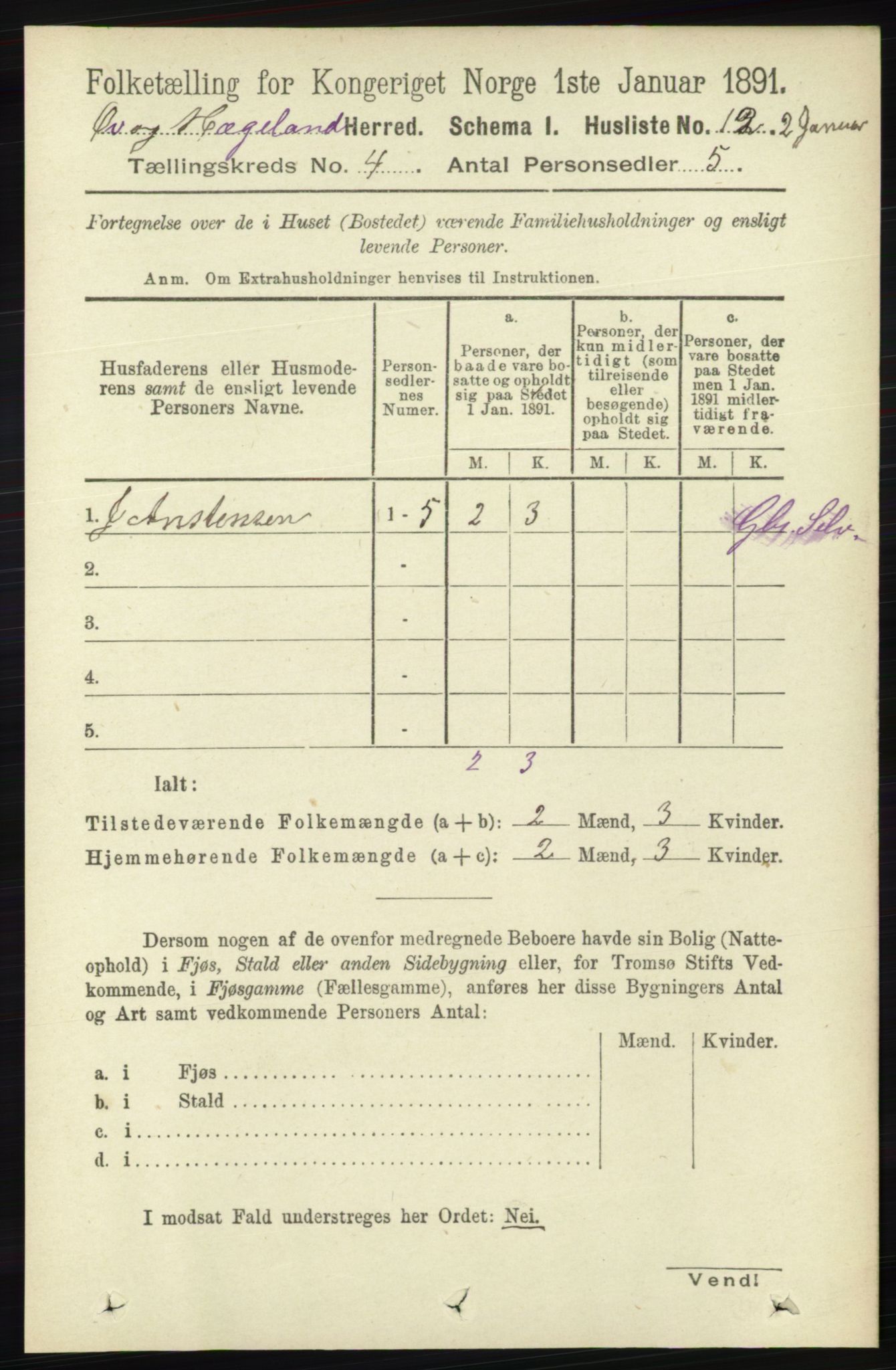 RA, Folketelling 1891 for 1016 Øvrebø og Hægeland herred, 1891, s. 659