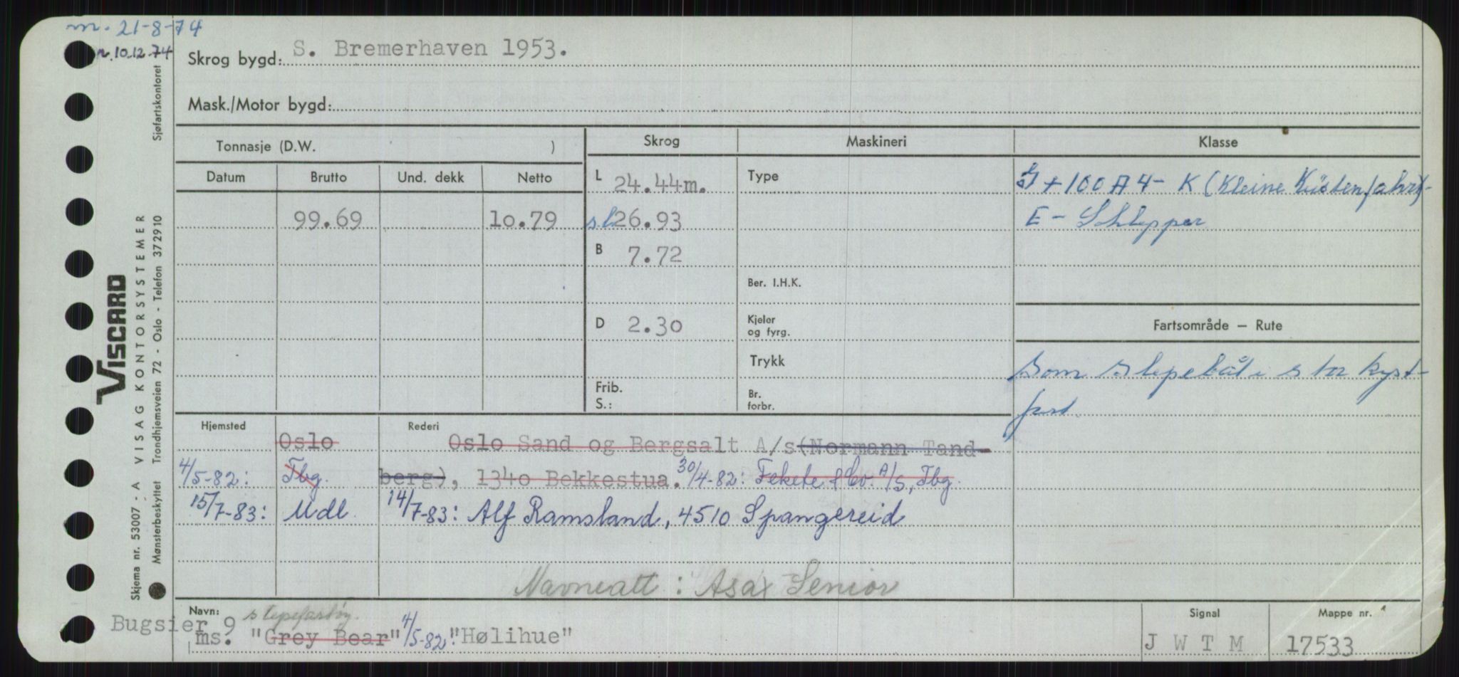 Sjøfartsdirektoratet med forløpere, Skipsmålingen, RA/S-1627/H/Ha/L0003/0001: Fartøy, Hilm-Mar / Fartøy, Hilm-Kol, s. 191