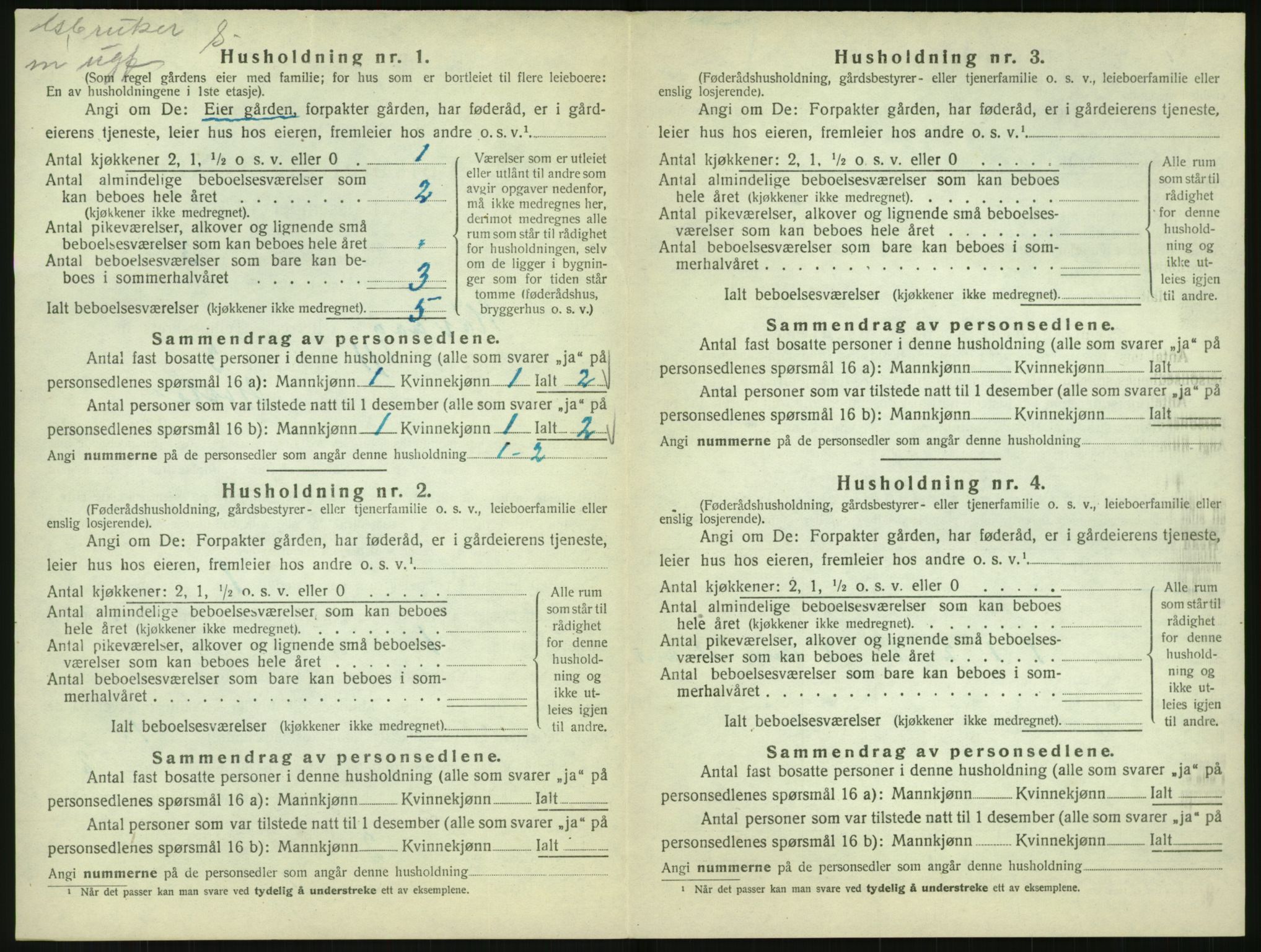 SAK, Folketelling 1920 for 0927 Høvåg herred, 1920, s. 171