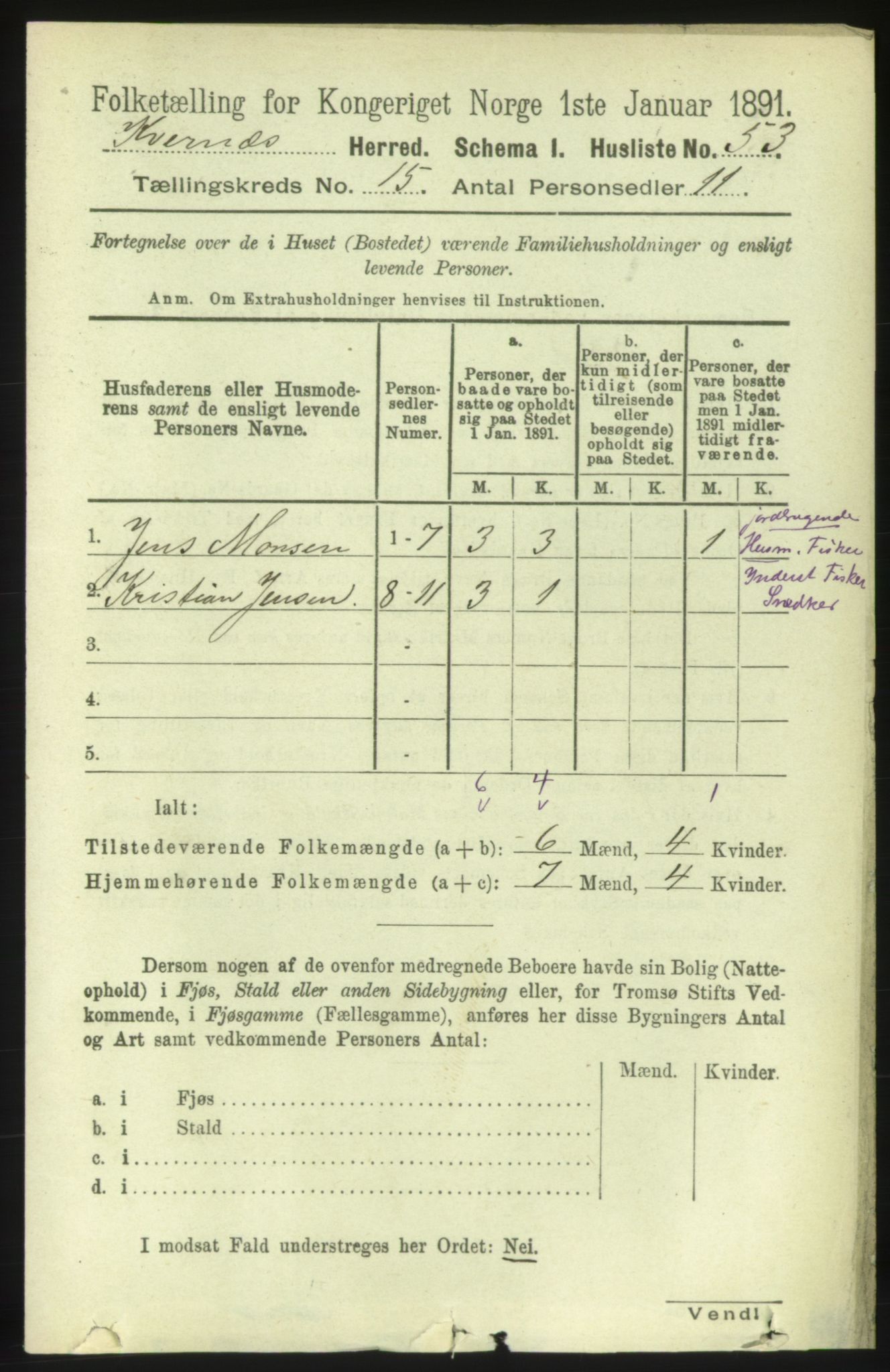 RA, Folketelling 1891 for 1553 Kvernes herred, 1891, s. 5948