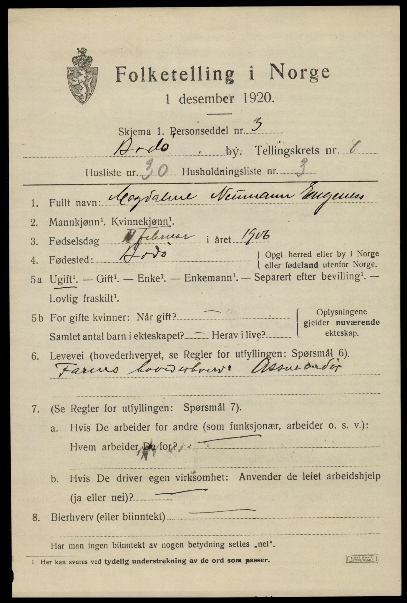 SAT, Folketelling 1920 for 1804 Bodø kjøpstad, 1920, s. 12801