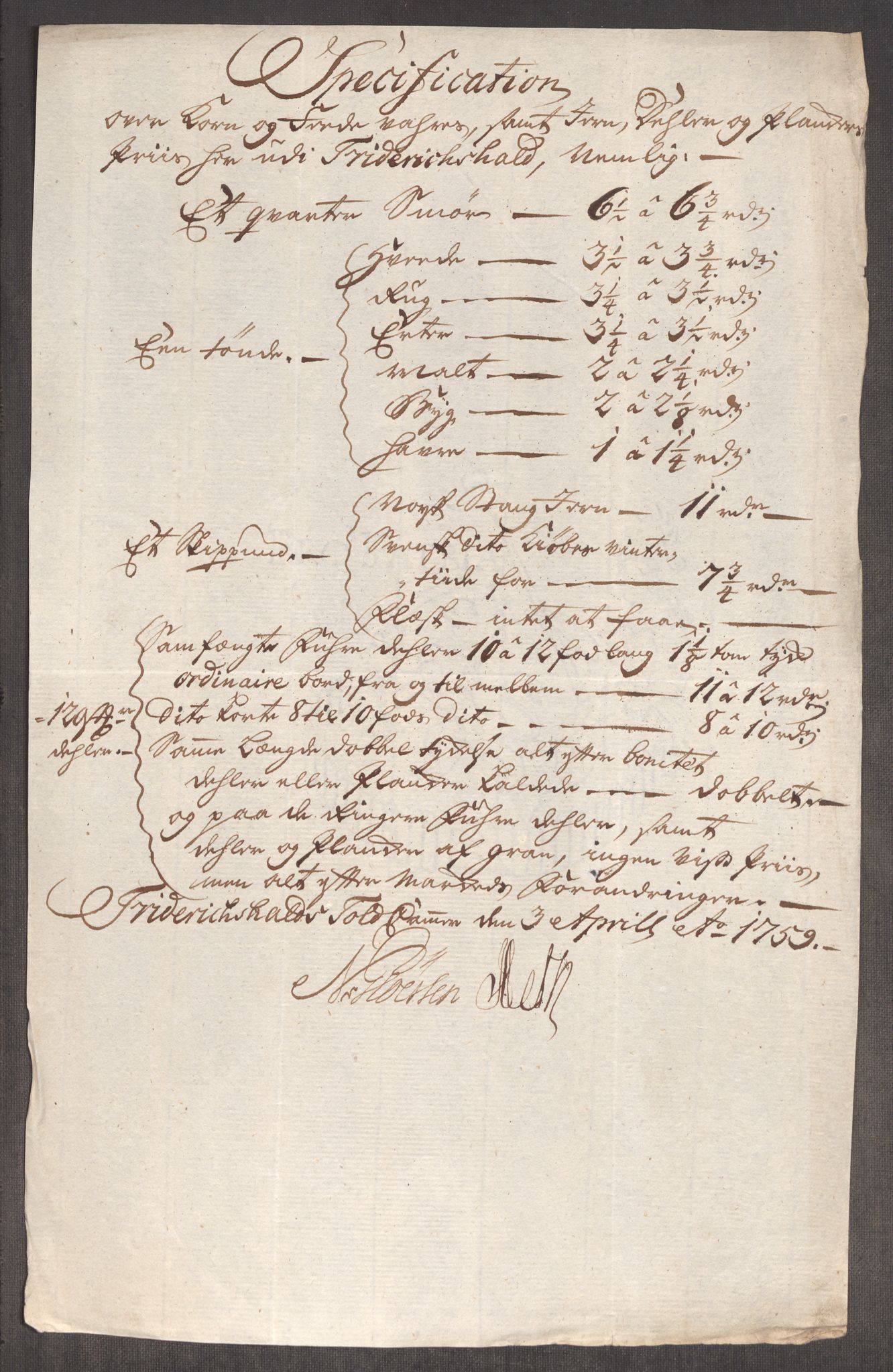 Rentekammeret inntil 1814, Realistisk ordnet avdeling, RA/EA-4070/Oe/L0006: [Ø1]: Priskuranter, 1758-1760, s. 328