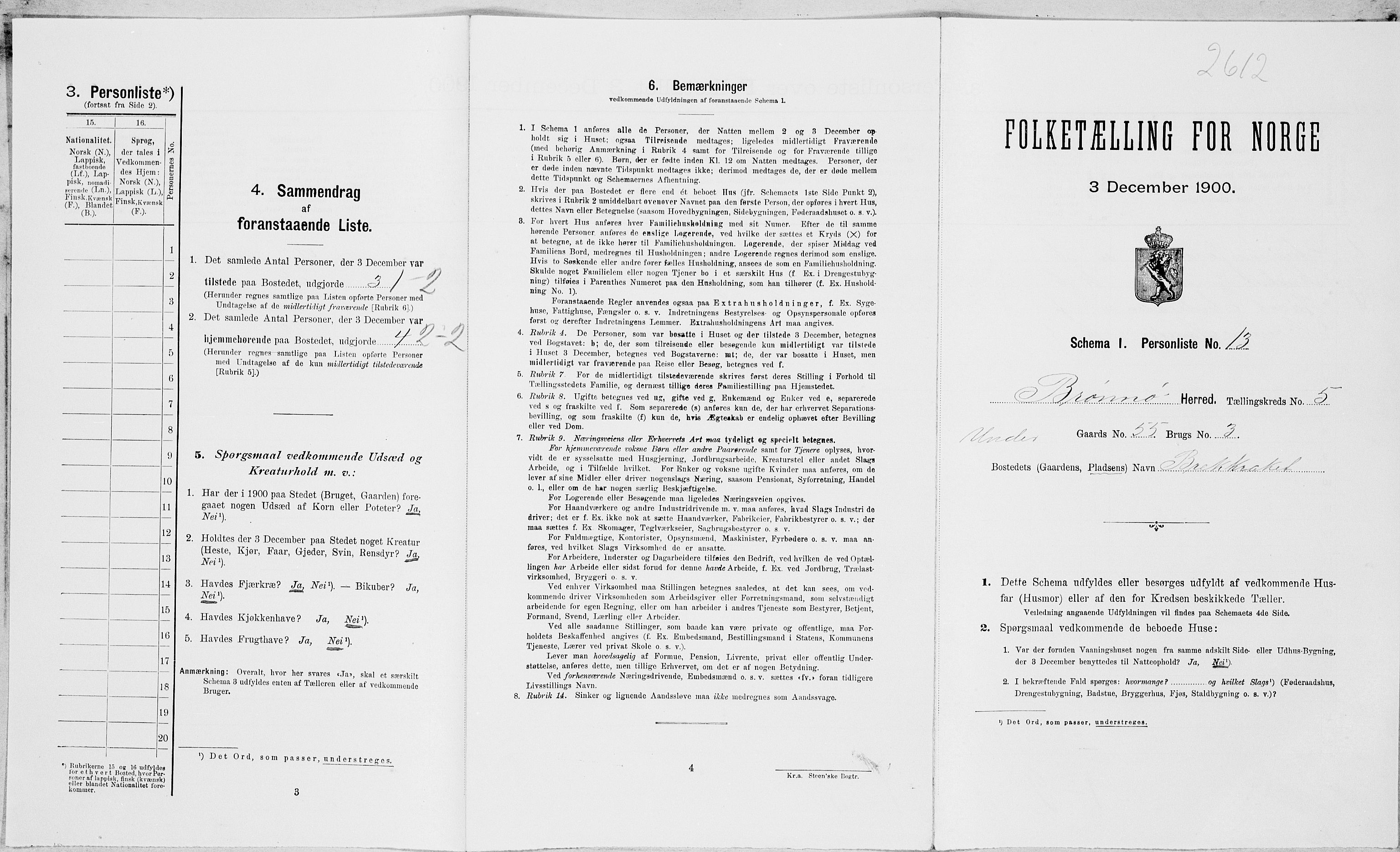 SAT, Folketelling 1900 for 1814 Brønnøy herred, 1900, s. 581