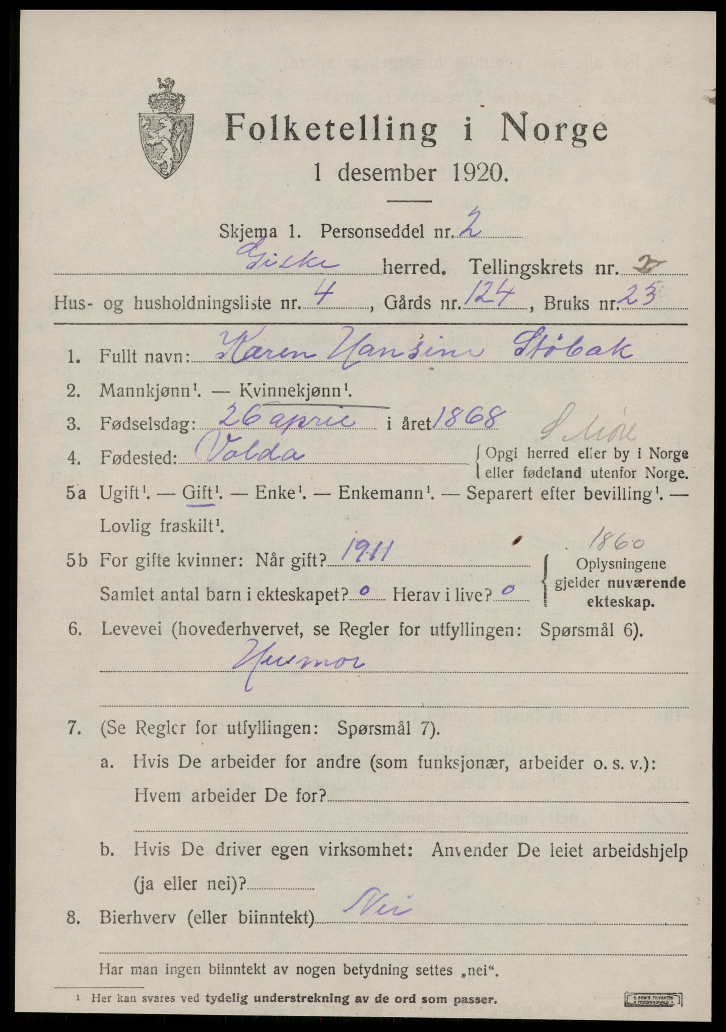 SAT, Folketelling 1920 for 1532 Giske herred, 1920, s. 914