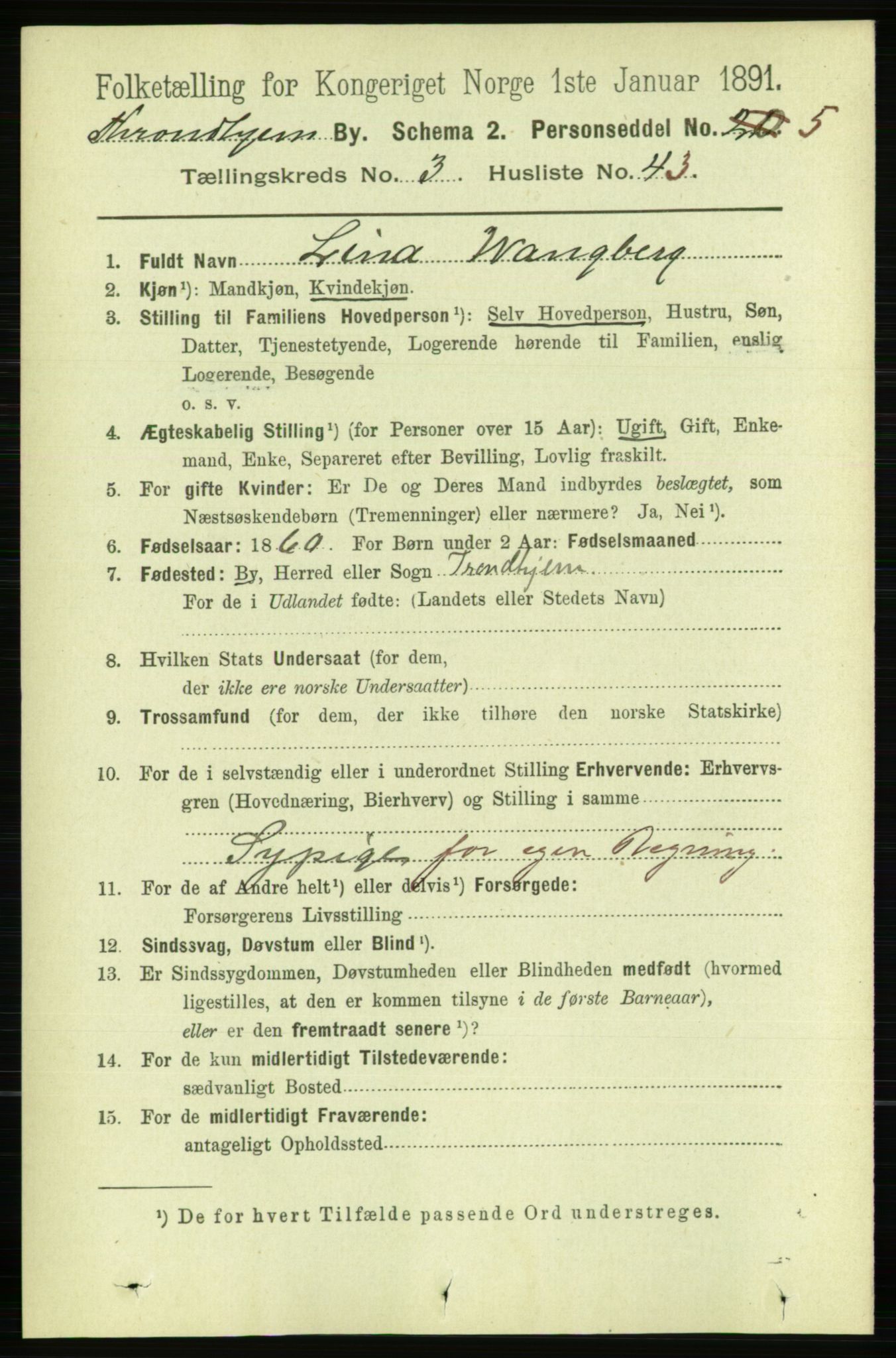 RA, Folketelling 1891 for 1601 Trondheim kjøpstad, 1891, s. 4298