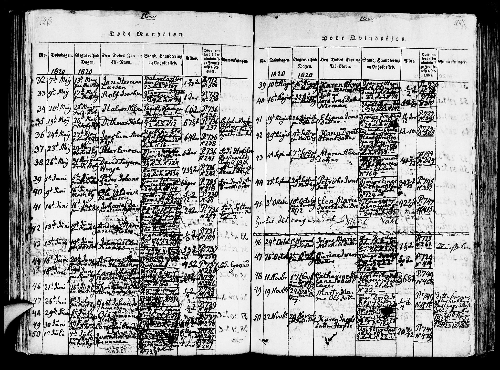 Korskirken sokneprestembete, SAB/A-76101/H/Hab: Klokkerbok nr. A 1b, 1815-1821, s. 226-227