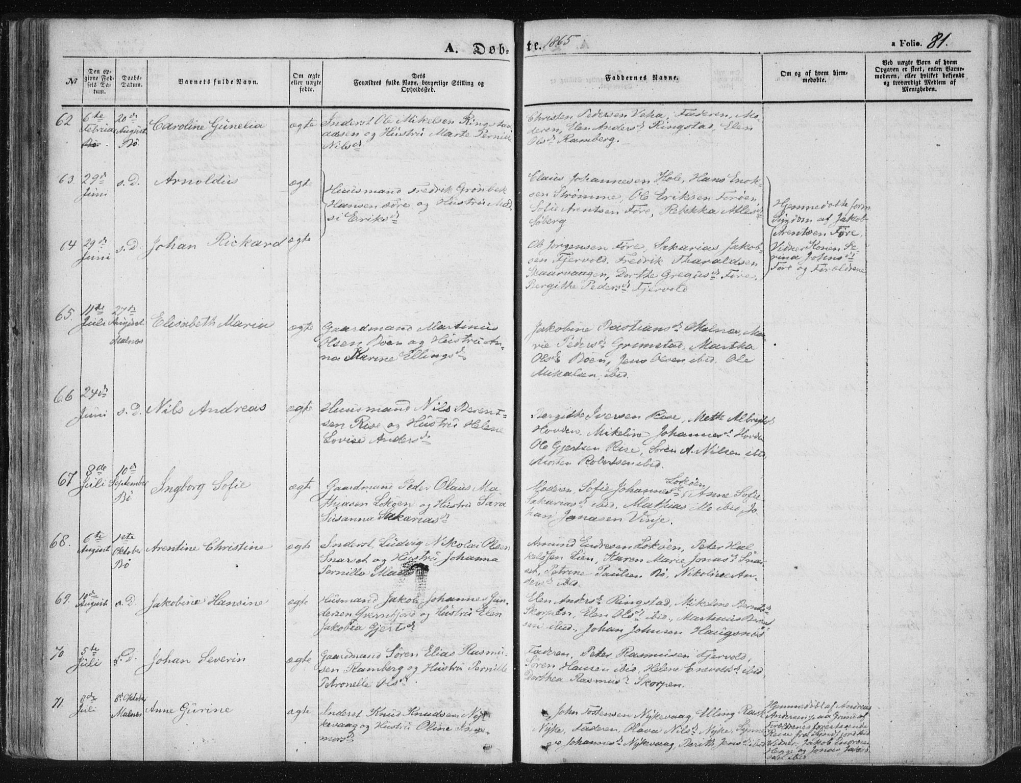 Ministerialprotokoller, klokkerbøker og fødselsregistre - Nordland, AV/SAT-A-1459/891/L1300: Ministerialbok nr. 891A05, 1856-1870, s. 81