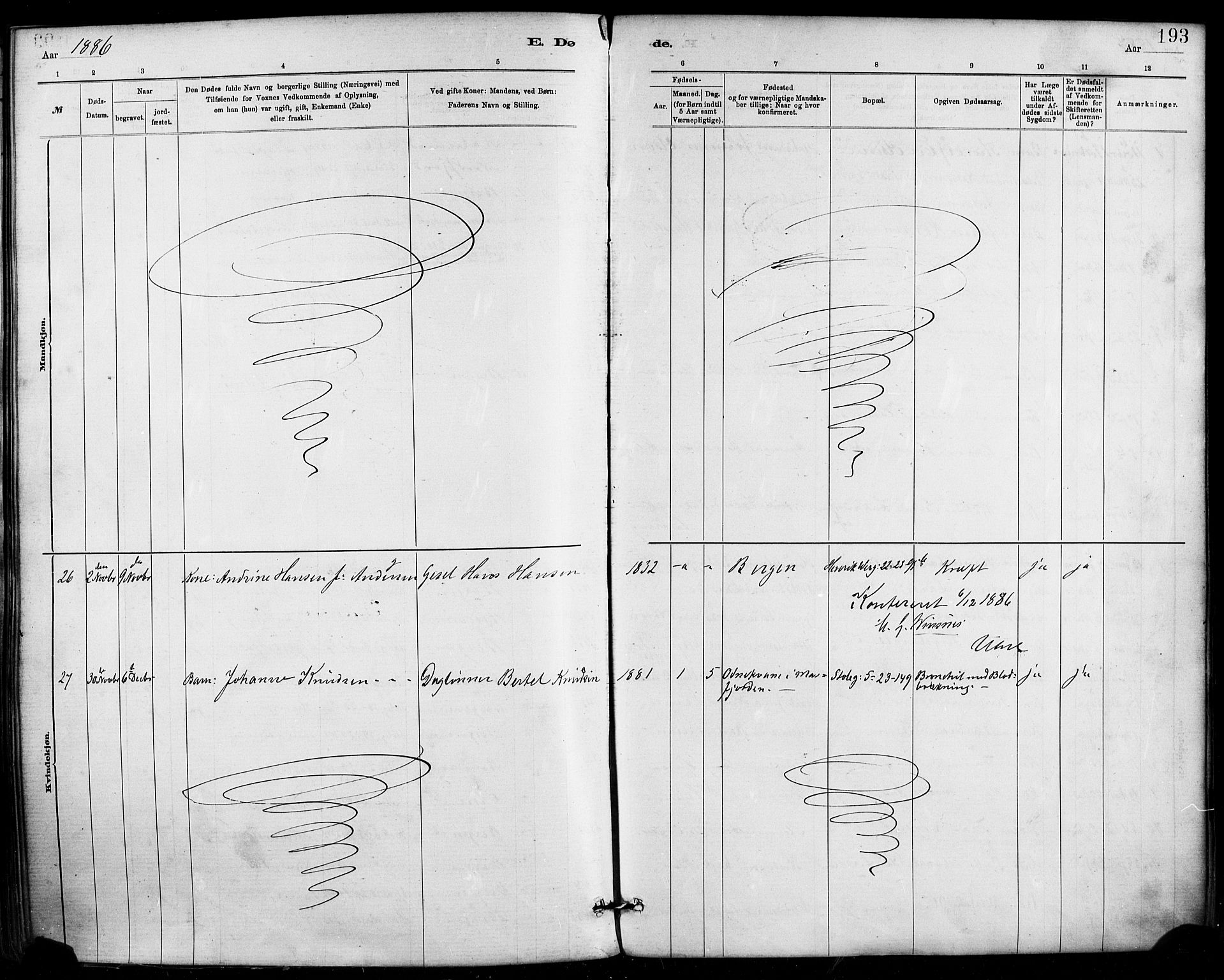 Mariakirken Sokneprestembete, AV/SAB-A-76901/H/Haa/L0007: Ministerialbok nr. A 7, 1878-1893, s. 193