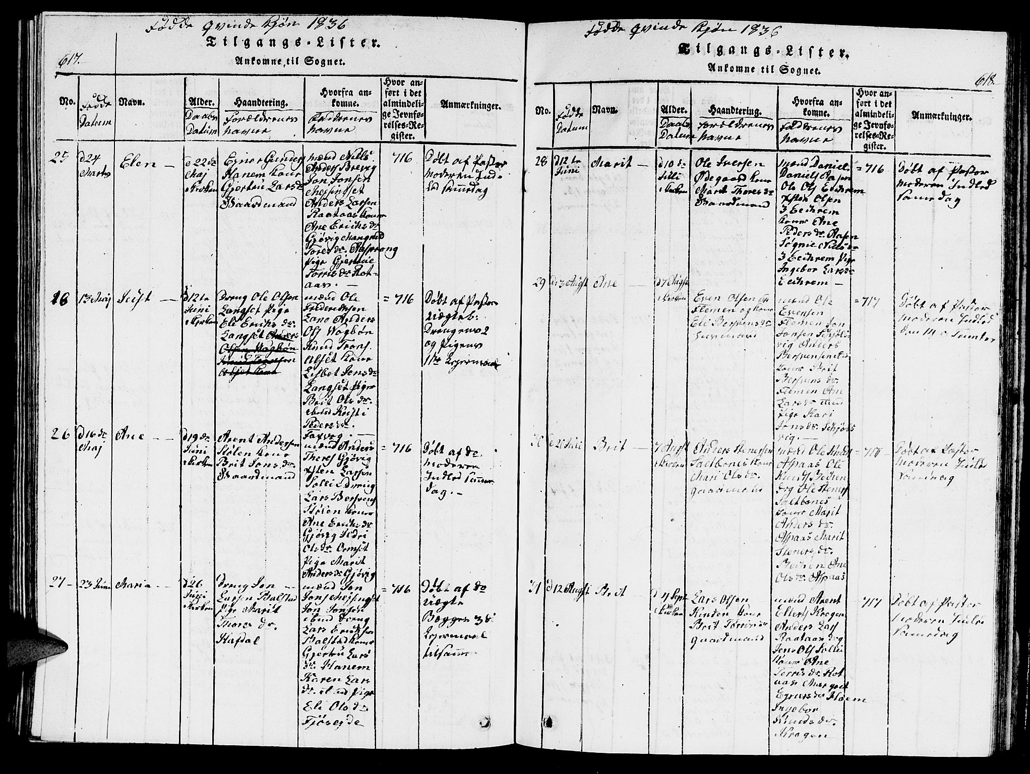 Ministerialprotokoller, klokkerbøker og fødselsregistre - Møre og Romsdal, AV/SAT-A-1454/586/L0990: Klokkerbok nr. 586C01, 1819-1837, s. 617-618