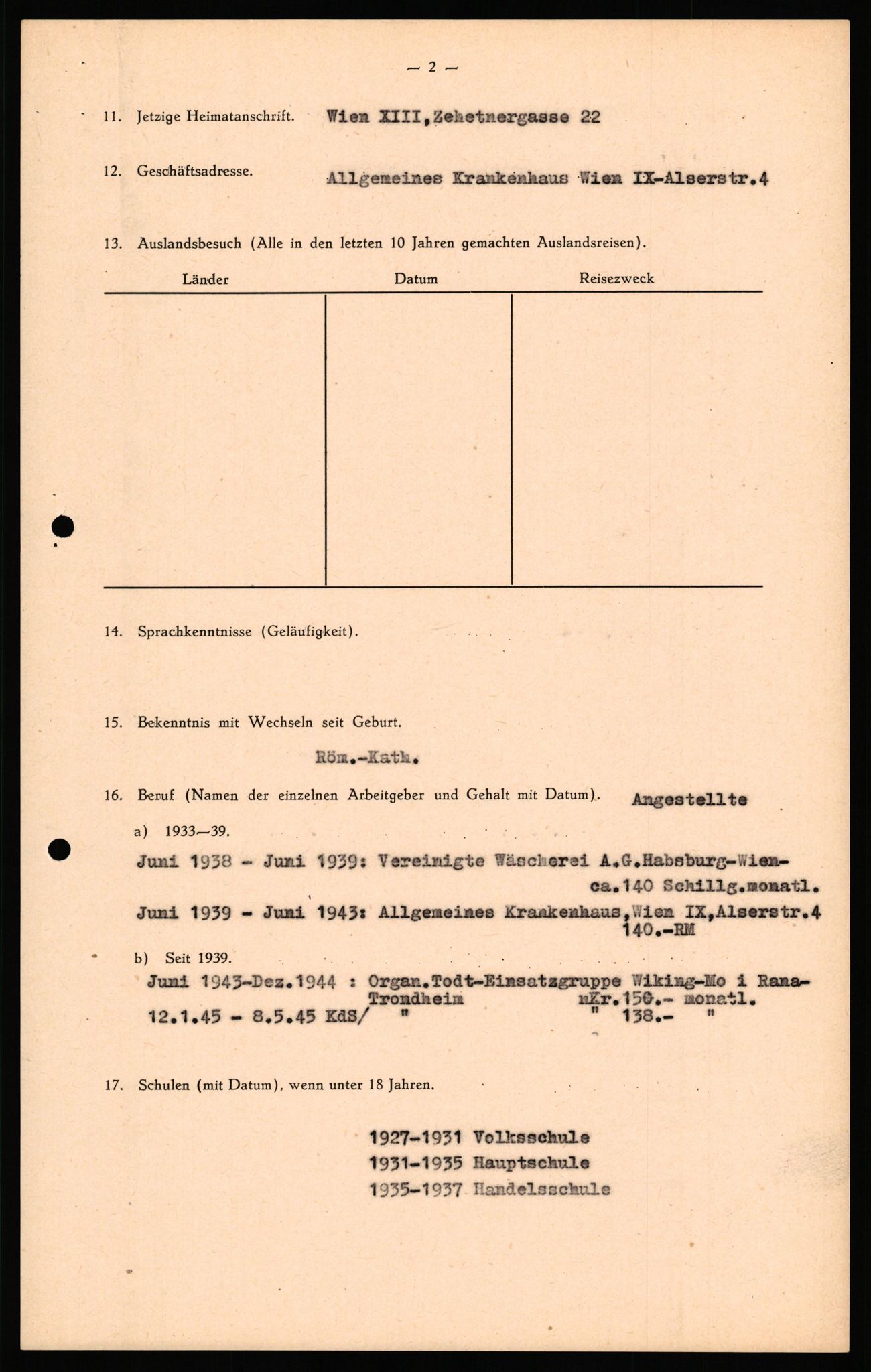 Forsvaret, Forsvarets overkommando II, AV/RA-RAFA-3915/D/Db/L0039: CI Questionaires. Tyske okkupasjonsstyrker i Norge. Østerrikere., 1945-1946, s. 425