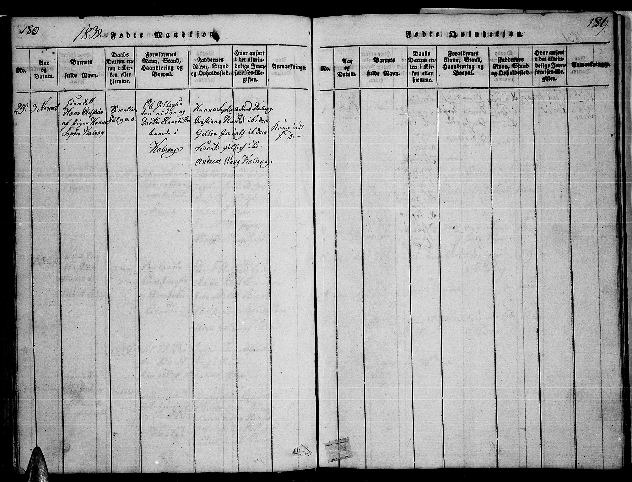 Ministerialprotokoller, klokkerbøker og fødselsregistre - Nordland, AV/SAT-A-1459/859/L0855: Klokkerbok nr. 859C01, 1821-1839, s. 180-181