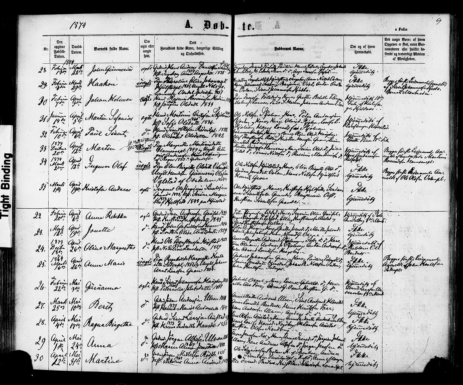 Ministerialprotokoller, klokkerbøker og fødselsregistre - Nord-Trøndelag, SAT/A-1458/730/L0284: Ministerialbok nr. 730A09, 1866-1878, s. 69