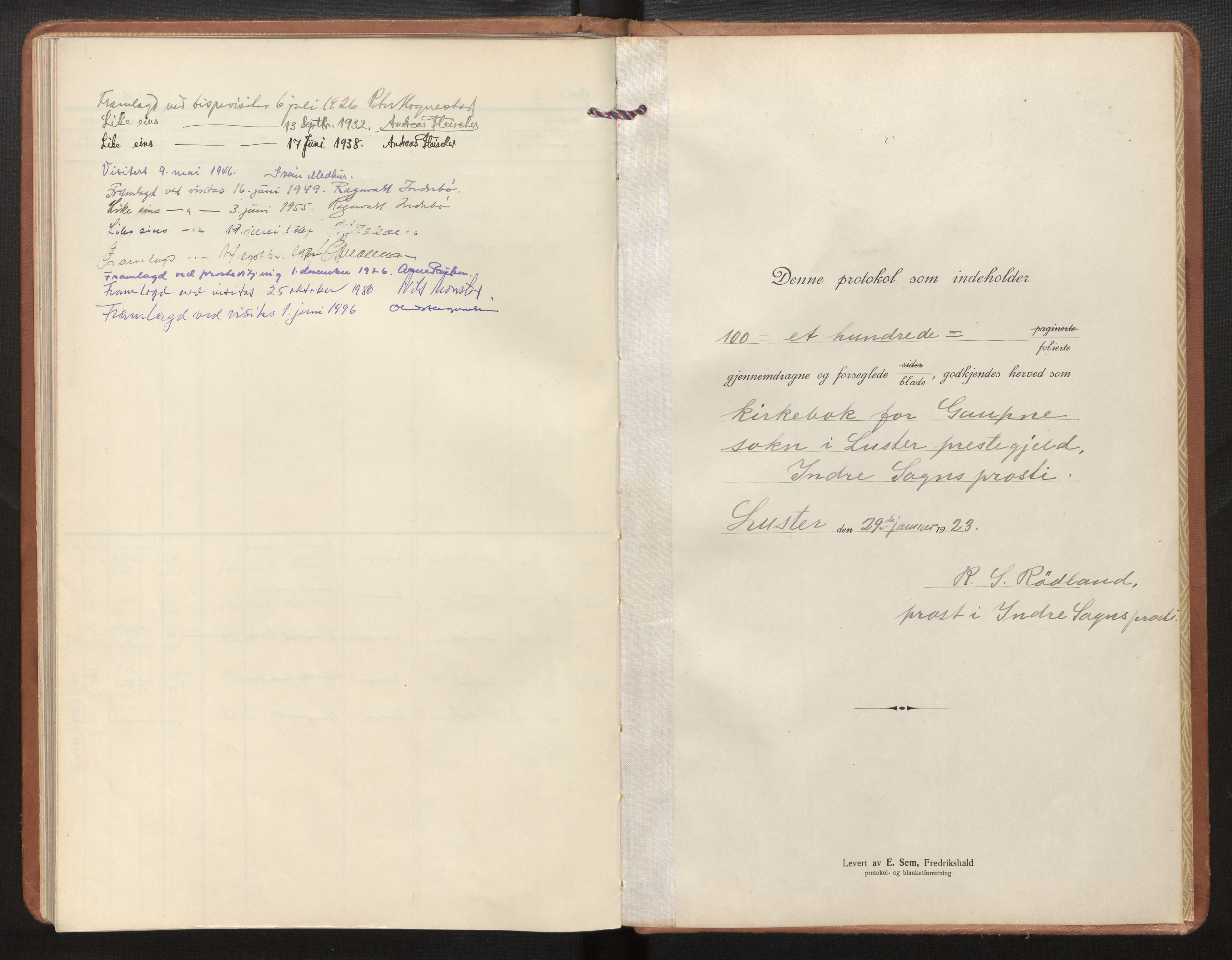 Jostedal sokneprestembete, AV/SAB-A-80601/H/Haa/Haad/L0002: Ministerialbok nr. D 2, 1923-2007