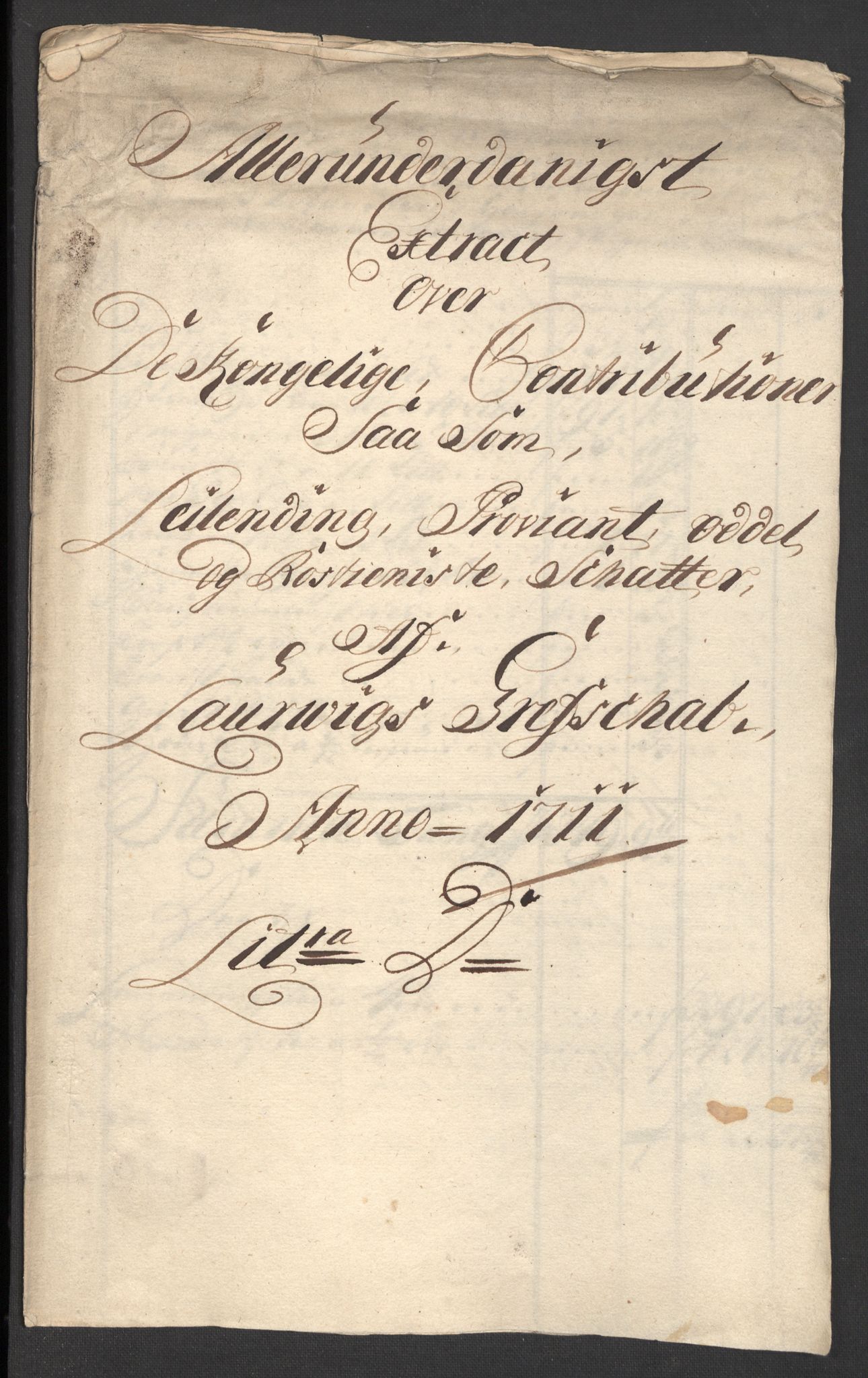 Rentekammeret inntil 1814, Reviderte regnskaper, Fogderegnskap, RA/EA-4092/R33/L1983: Fogderegnskap Larvik grevskap, 1711, s. 147