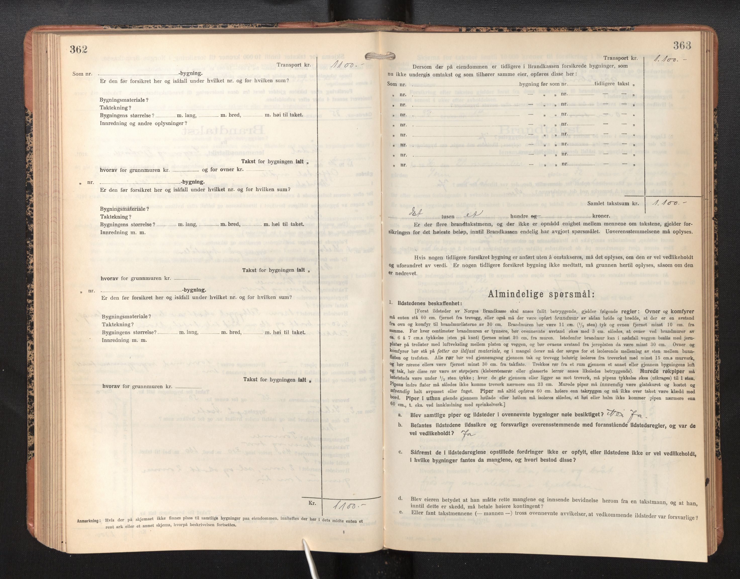 Lensmannen i Årdal, SAB/A-30501/0012/L0010: Branntakstprotokoll, skjematakst, 1926-1939, s. 362-363