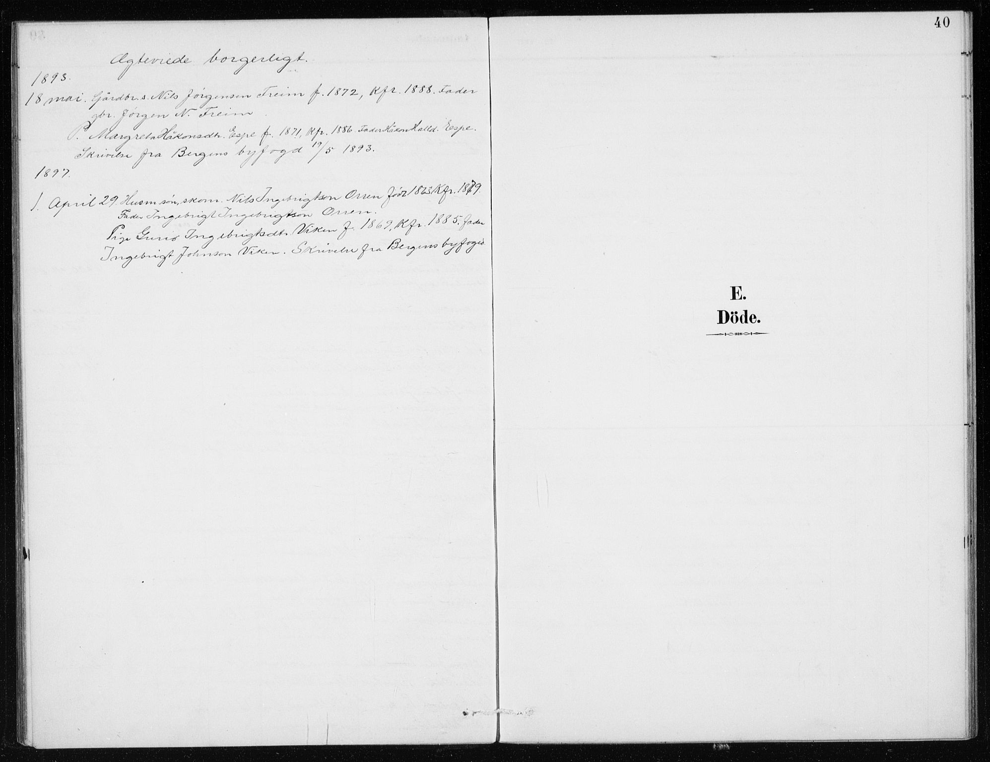 Odda Sokneprestembete, SAB/A-77201/H/Haa: Ministerialbok nr. D 1, 1887-1914, s. 40