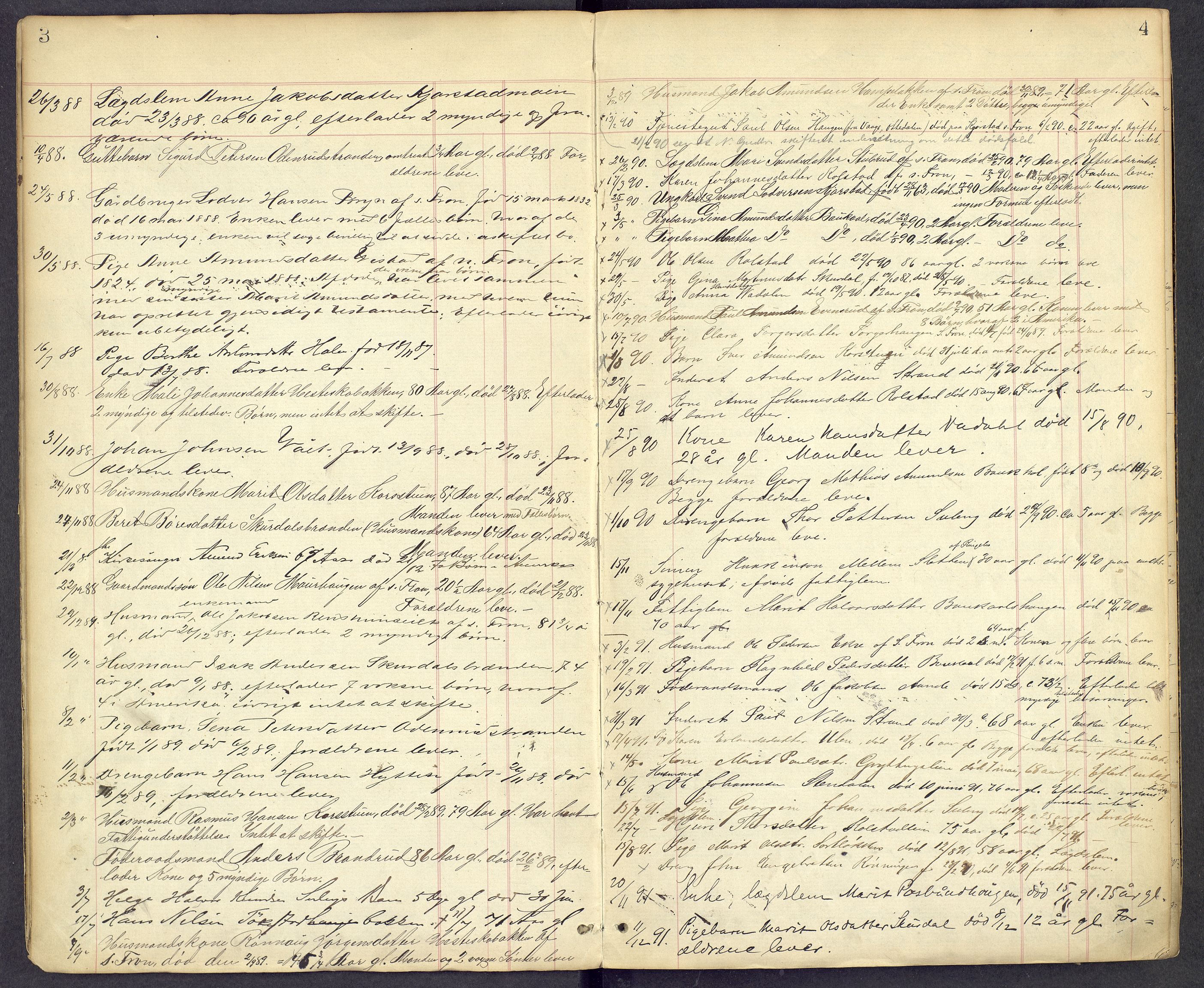Mellom-Gudbrandsdal sorenskriveri, SAH/TING-038/J/Jf/L0002: Dødsfallsprotokoll, 1885-1900, s. 3-4