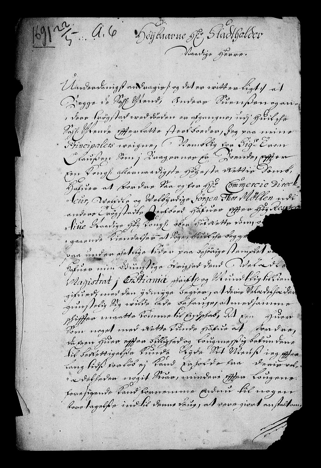 Stattholderembetet 1572-1771, RA/EA-2870/Af/L0004: Avskrifter av vedlegg til originale supplikker, nummerert i samsvar med supplikkbøkene, 1691-1694, s. 241