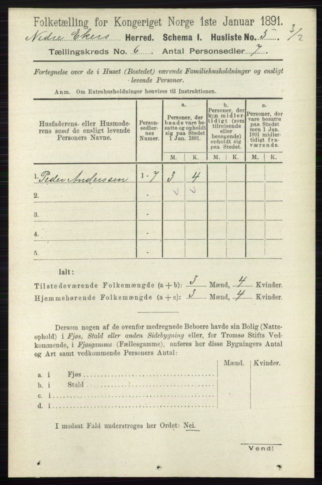 RA, Folketelling 1891 for 0625 Nedre Eiker herred, 1891, s. 2809