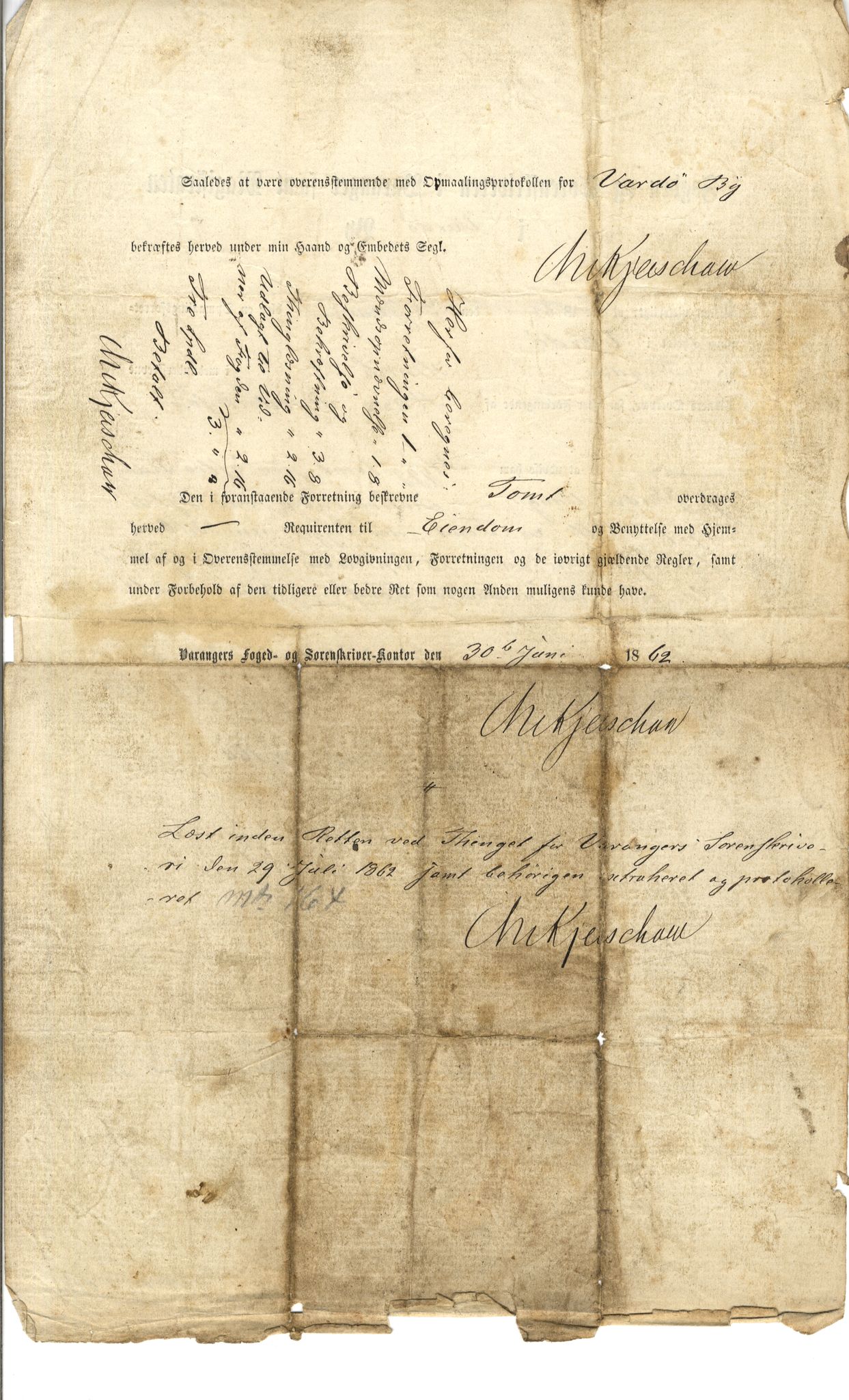 Brodtkorb handel A/S, VAMU/A-0001/Q/Qb/L0001: Skjøter og grunnbrev i Vardø by, 1822-1943, s. 72