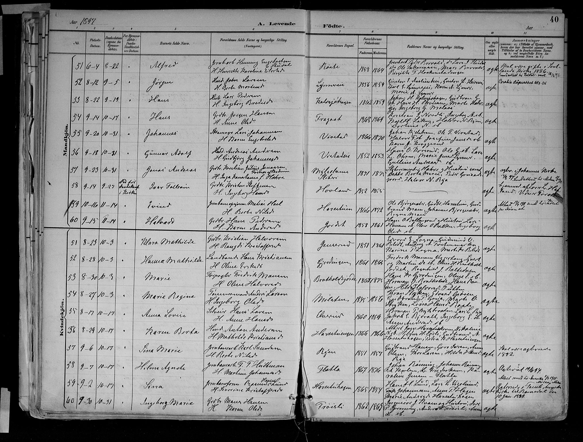 Jevnaker prestekontor, AV/SAH-PREST-116/H/Ha/Haa/L0010: Ministerialbok nr. 10, 1891-1906, s. 40