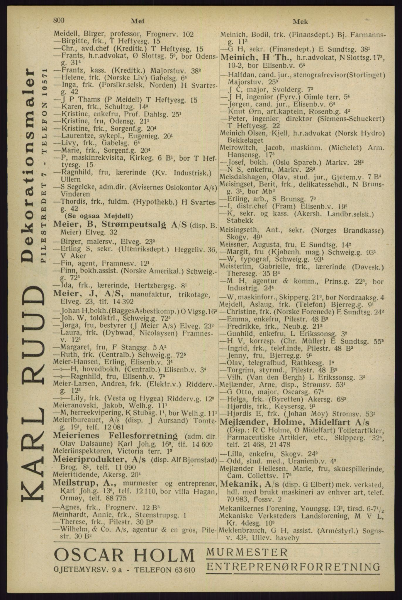 Kristiania/Oslo adressebok, PUBL/-, 1929, s. 800