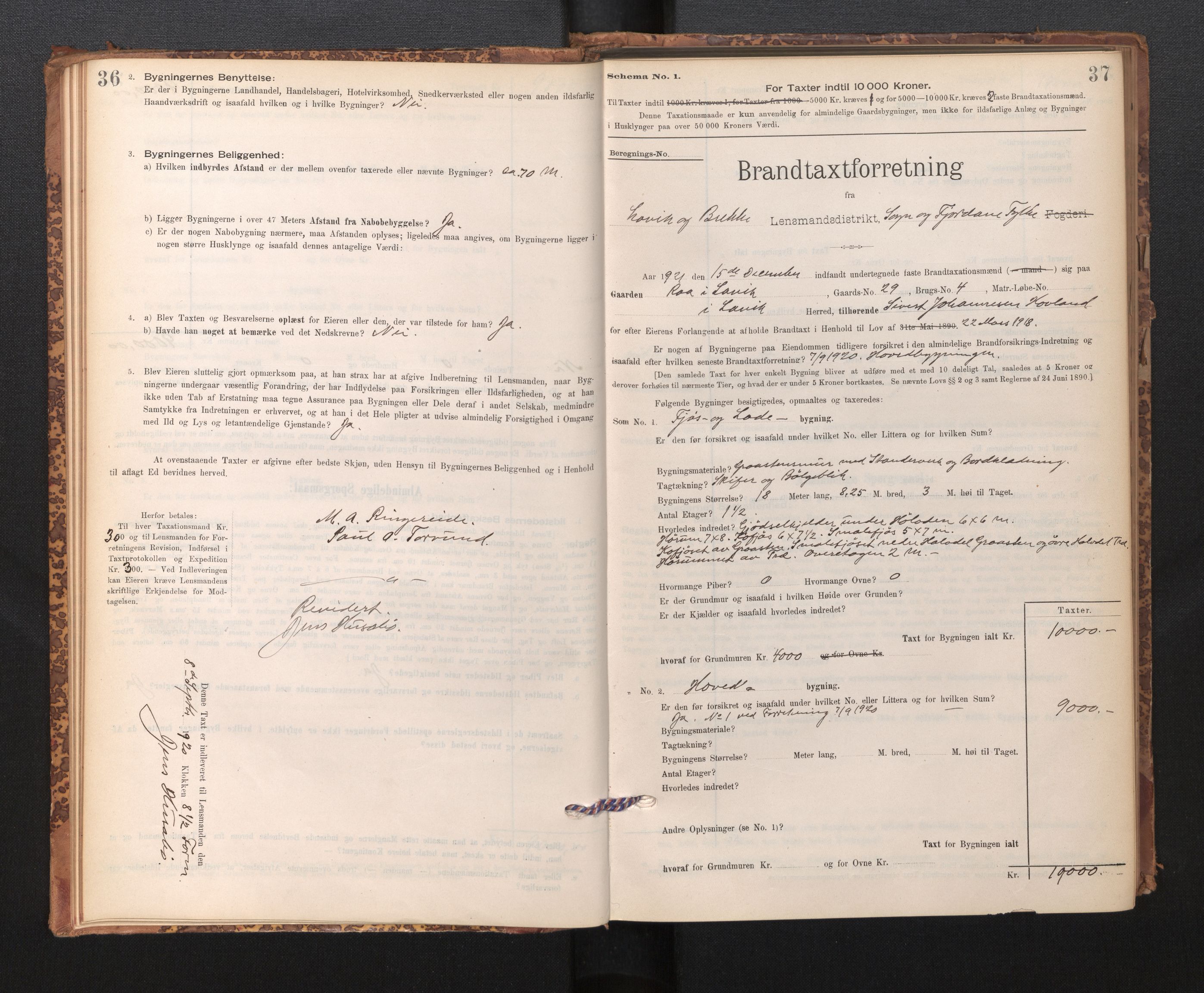 Lensmannen i Lavik, SAB/A-29101/0012/L0002: Branntakstprotokoll, skjematakst, 1895-1933, s. 36-37
