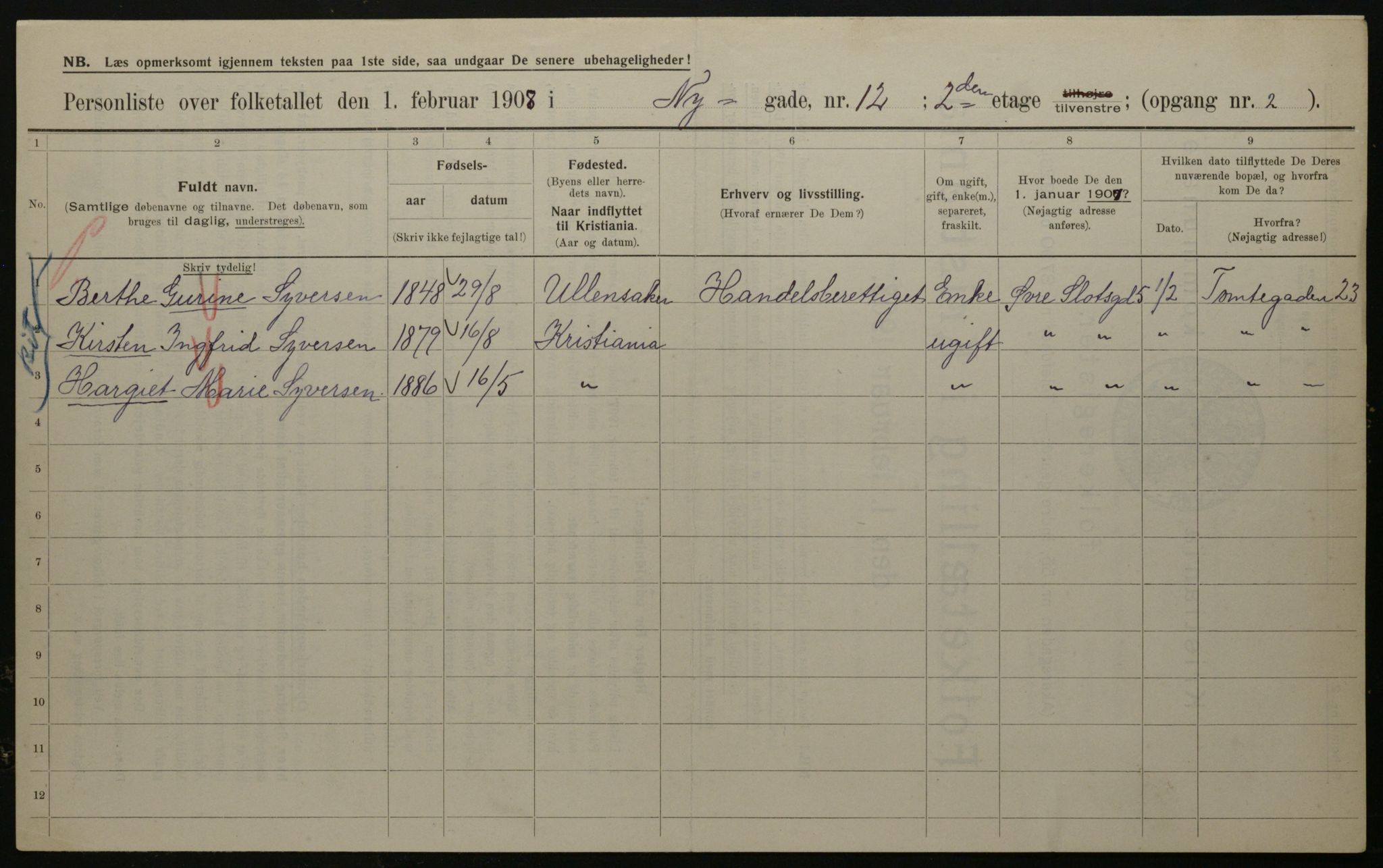 OBA, Kommunal folketelling 1.2.1908 for Kristiania kjøpstad, 1908, s. 66522