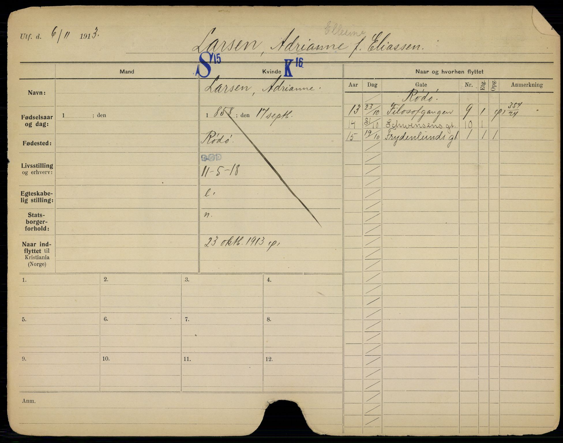 Oslo folkeregister, Registerkort, AV/SAO-A-11715/G/Gb/L0027: Kvinner, 1918