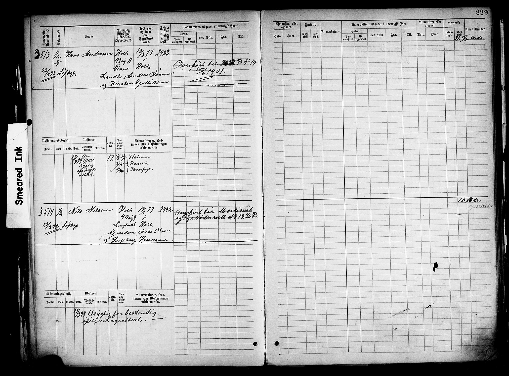 Tvedestrand mønstringskrets, AV/SAK-2031-0011/F/Fb/L0019: Hovedrulle nr 3057-3818, U-35, 1892-1906, s. 237