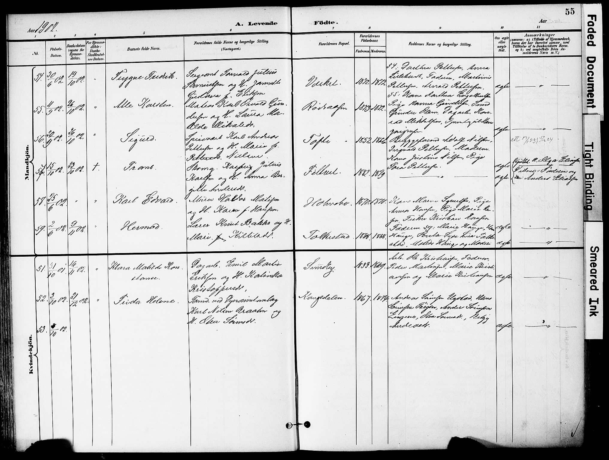 Hurum kirkebøker, AV/SAKO-A-229/F/Fa/L0015: Ministerialbok nr. 15, 1896-1908, s. 55