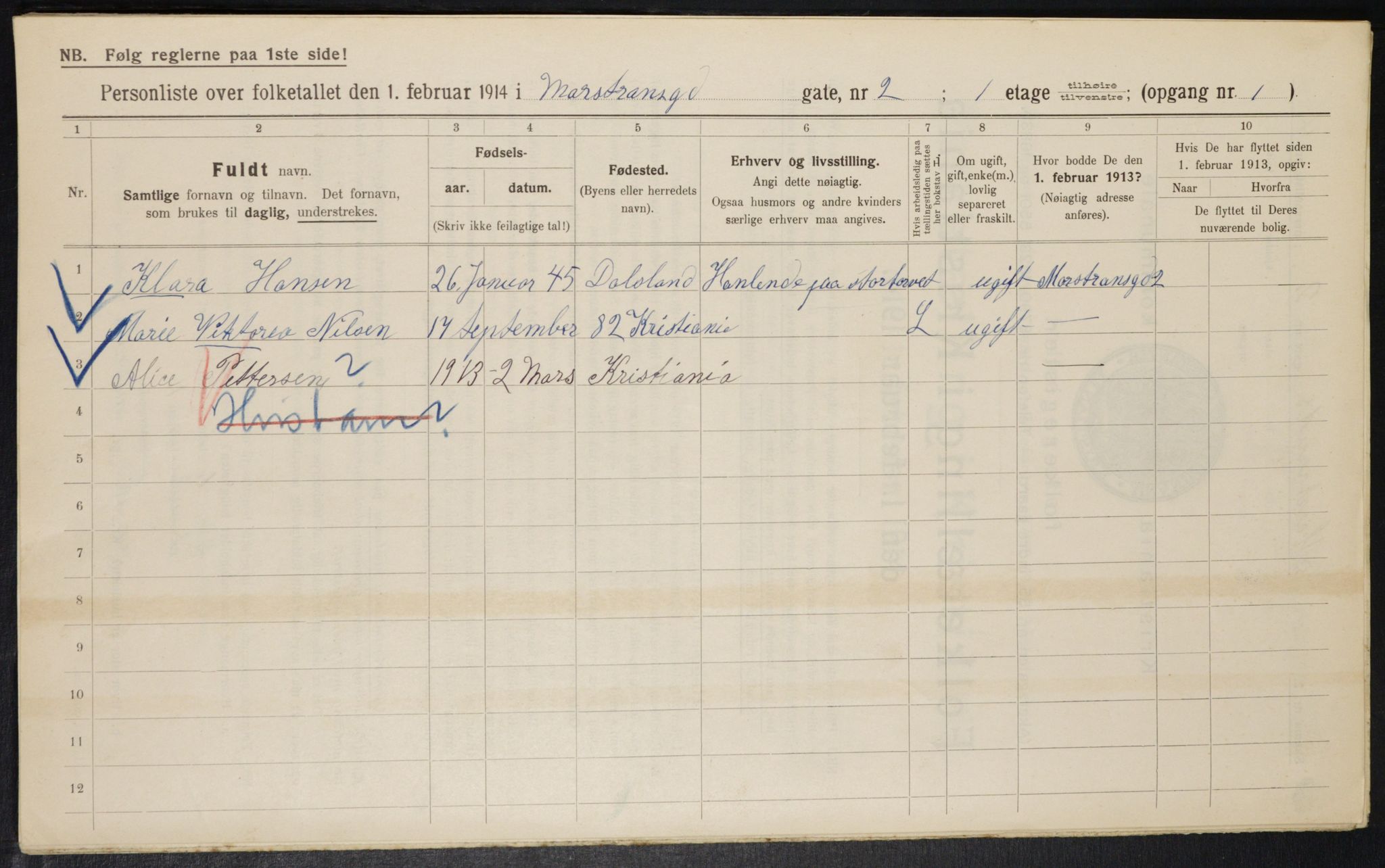 OBA, Kommunal folketelling 1.2.1914 for Kristiania, 1914, s. 64650