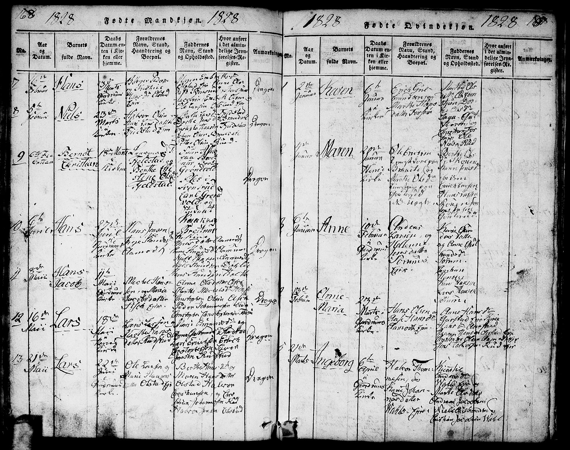 Gjerdrum prestekontor Kirkebøker, AV/SAO-A-10412b/F/Fa/L0004: Ministerialbok nr. I 4, 1816-1836, s. 168-169