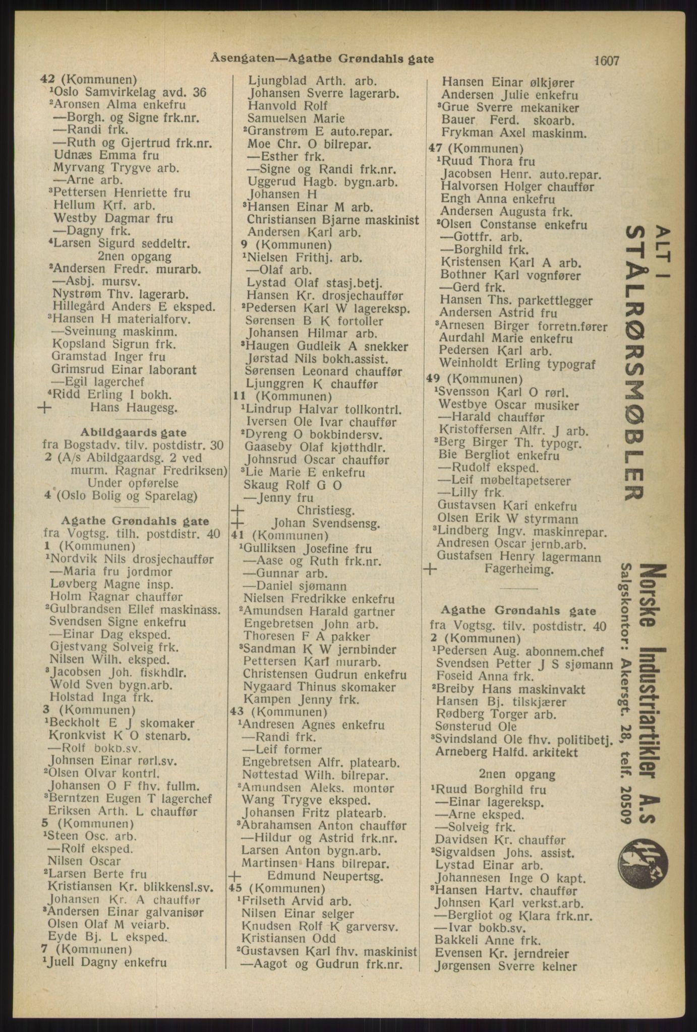 Kristiania/Oslo adressebok, PUBL/-, 1937, s. 1607