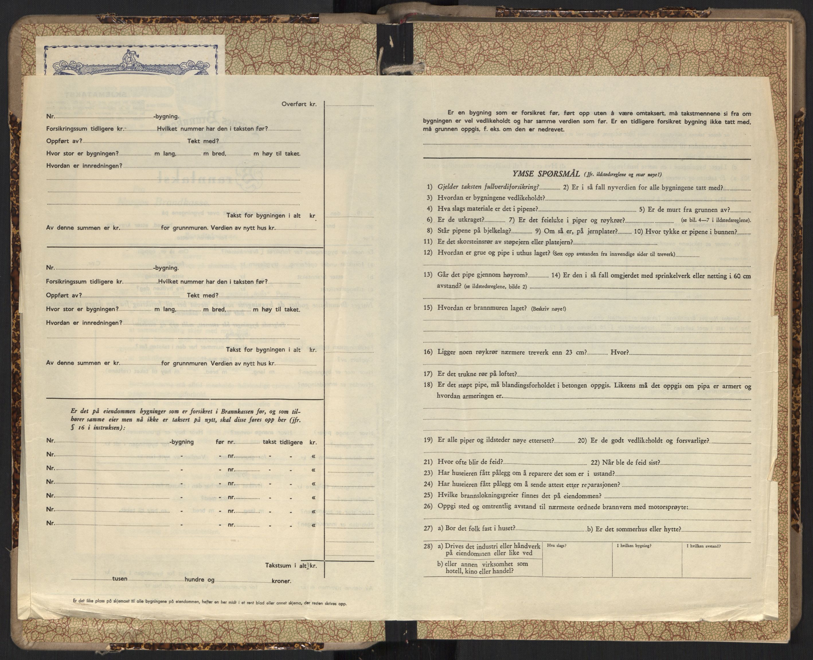 Norges brannkasse, branntakster Skjeberg, AV/SAO-A-11372/F/Fa/L0005: Branntakstprotokoll, 1942-1944