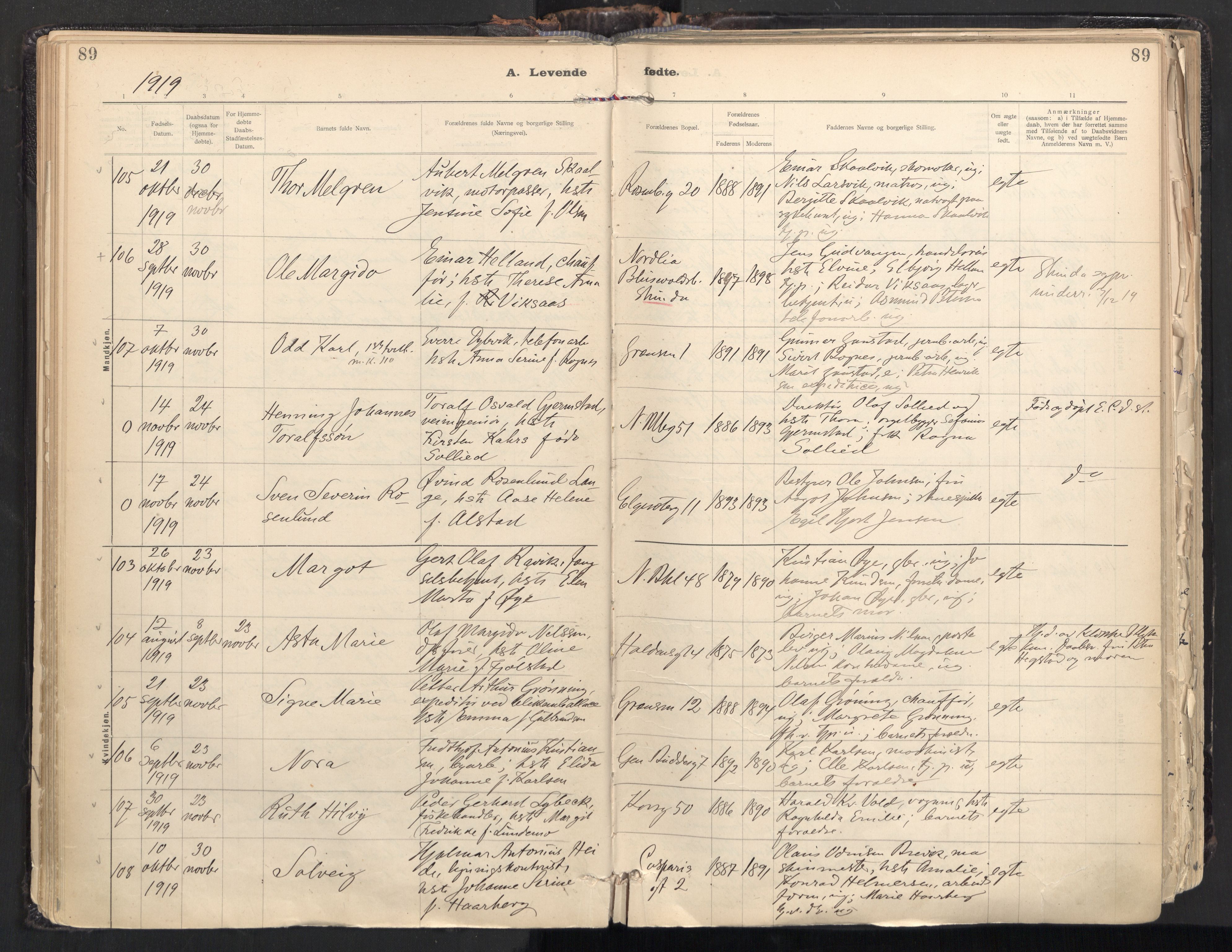 Ministerialprotokoller, klokkerbøker og fødselsregistre - Sør-Trøndelag, AV/SAT-A-1456/604/L0205: Ministerialbok nr. 604A25, 1917-1932, s. 89