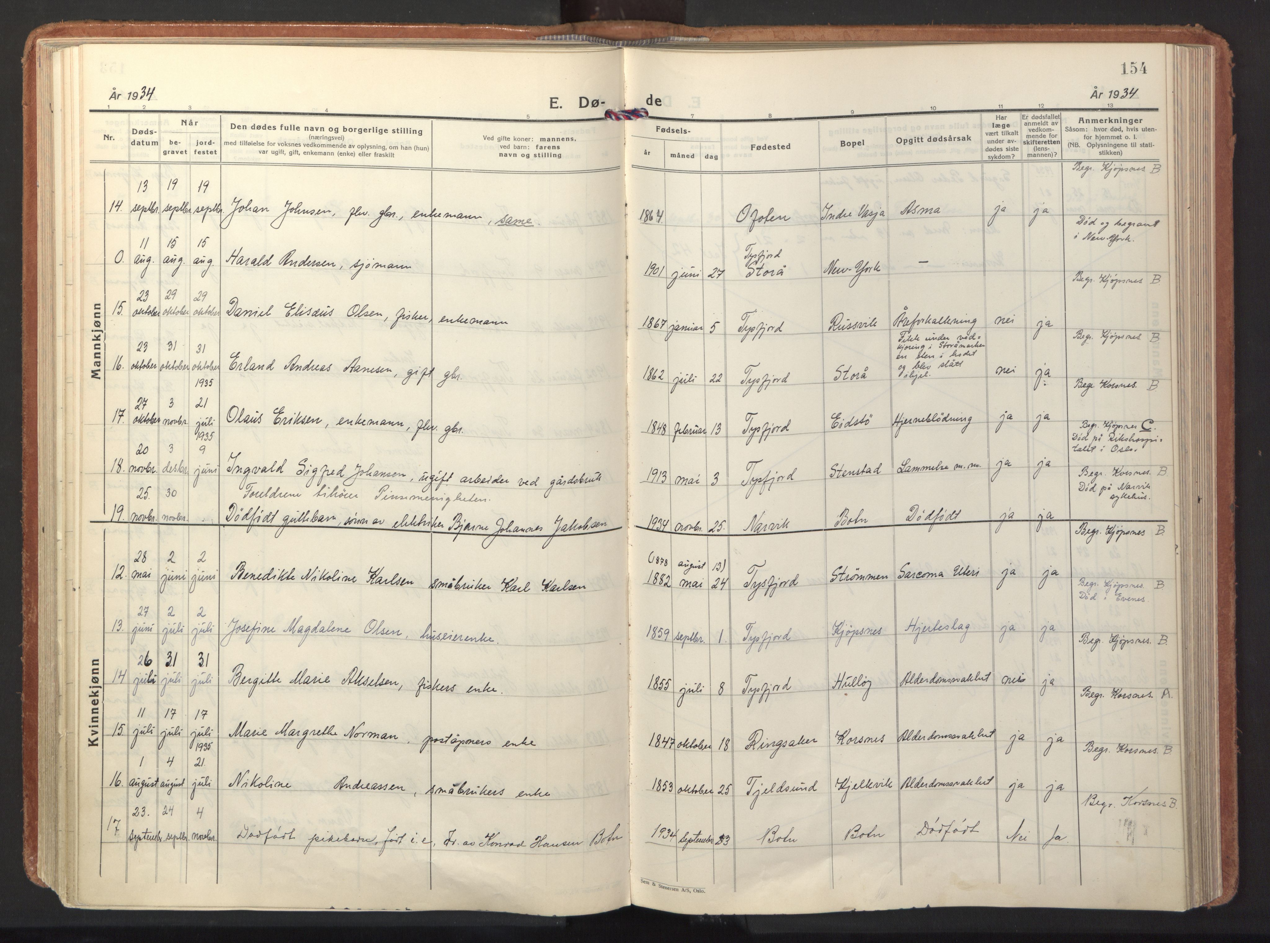 Ministerialprotokoller, klokkerbøker og fødselsregistre - Nordland, AV/SAT-A-1459/861/L0874: Ministerialbok nr. 861A09, 1932-1939, s. 154