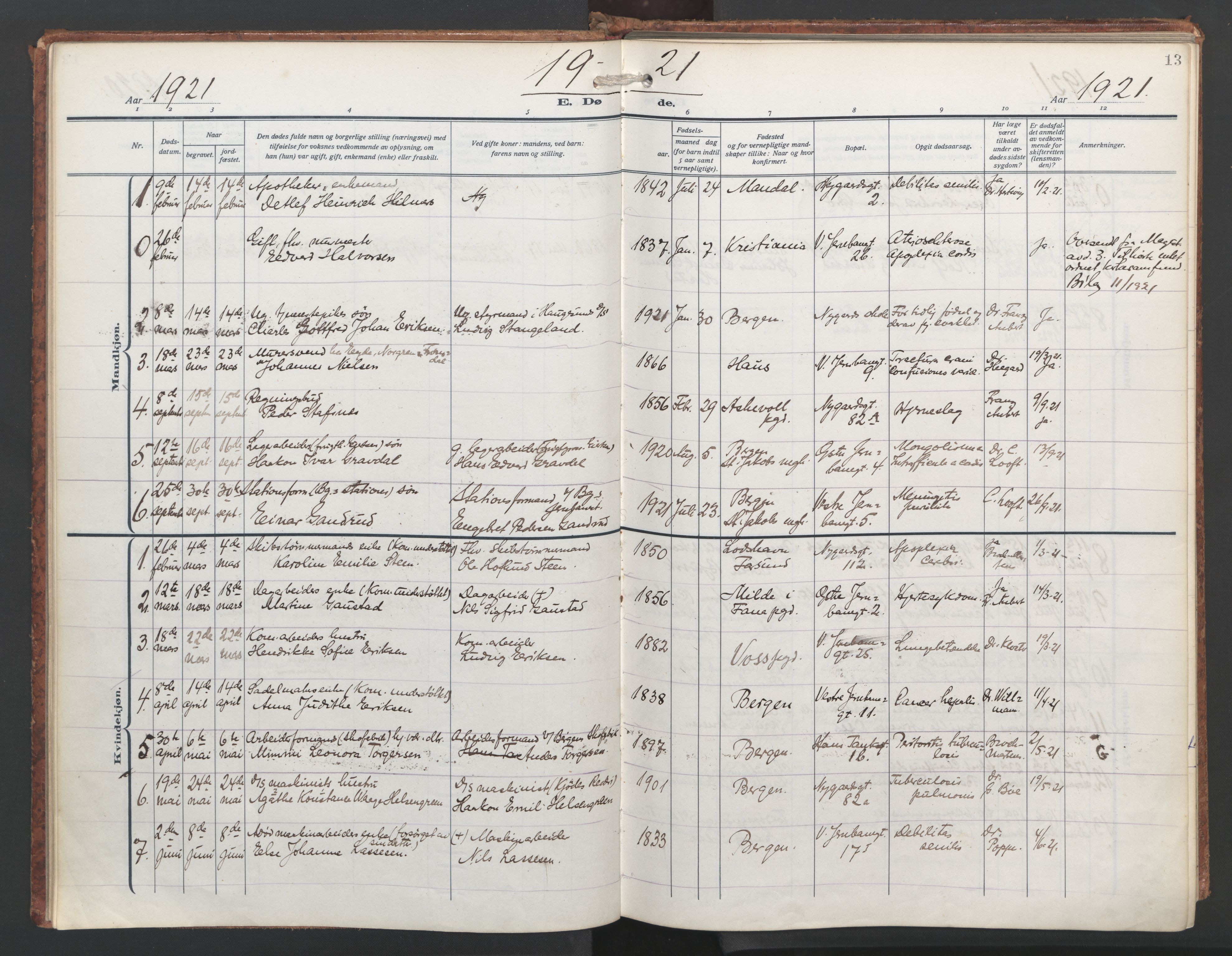 St. Jacob sokneprestembete, AV/SAB-A-78001/H/Haa/L0009: Ministerialbok nr. D 1, 1917-1972, s. 13