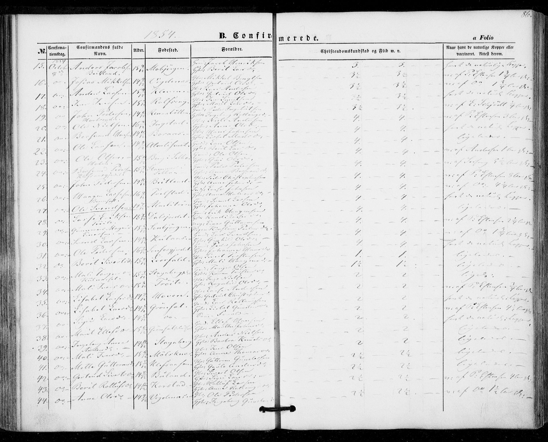 Ministerialprotokoller, klokkerbøker og fødselsregistre - Nord-Trøndelag, SAT/A-1458/703/L0028: Ministerialbok nr. 703A01, 1850-1862, s. 86