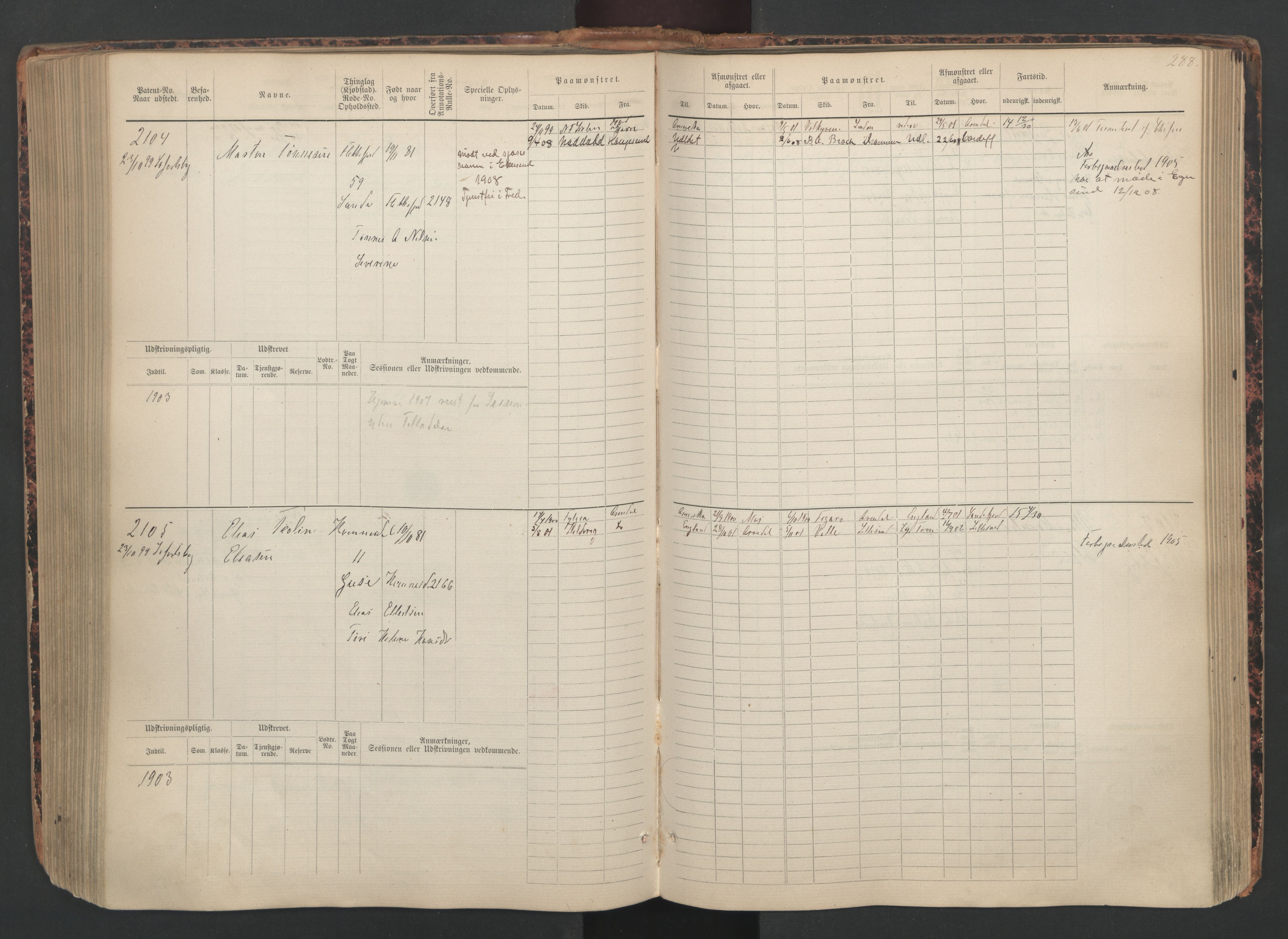 Flekkefjord mønstringskrets, AV/SAK-2031-0018/F/Fb/L0010: Hovedrulle nr 1534-2329, Æ-7, 1884-1948, s. 290
