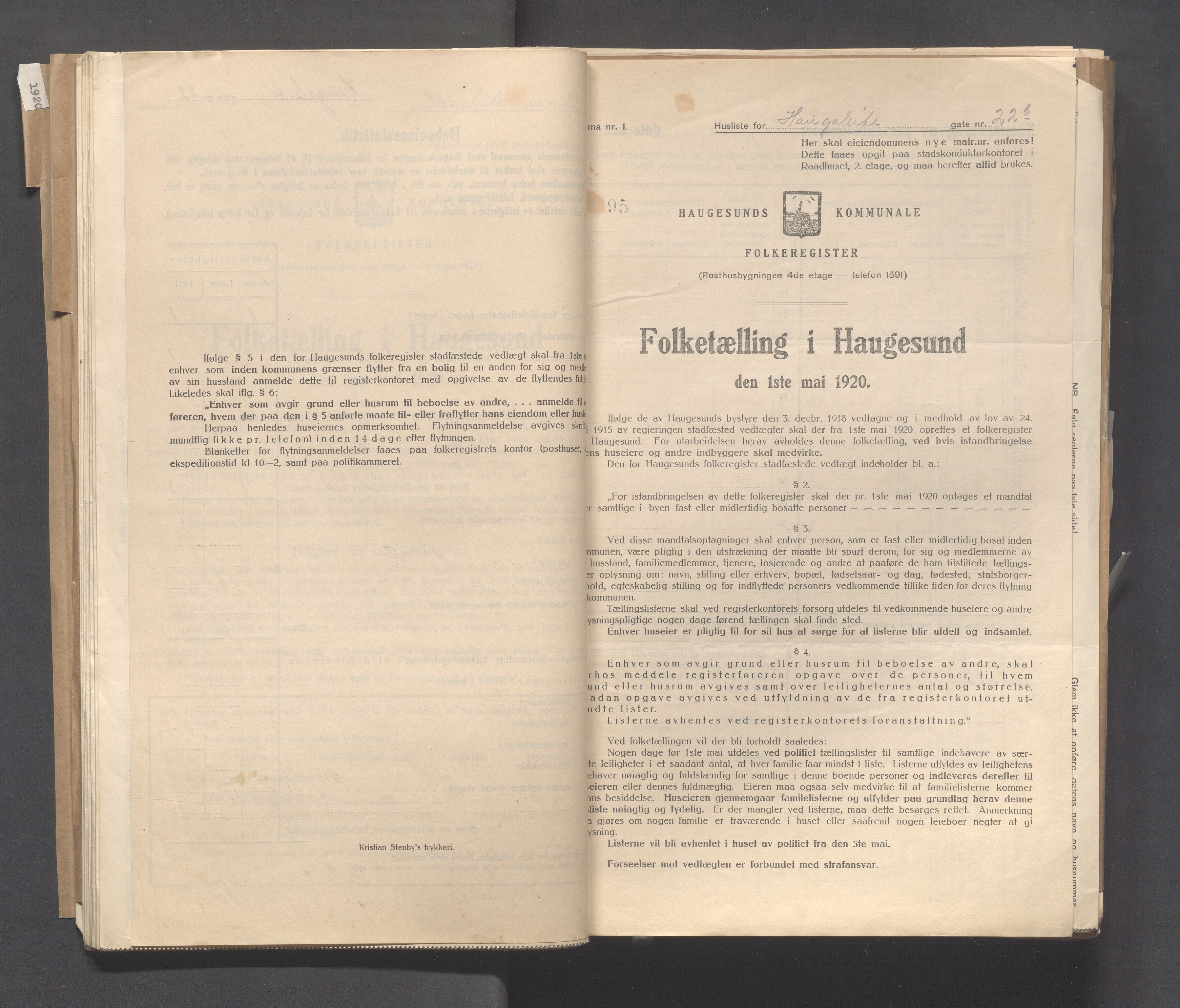 IKAR, Kommunal folketelling 1.5.1920 for Haugesund, 1920, s. 1157