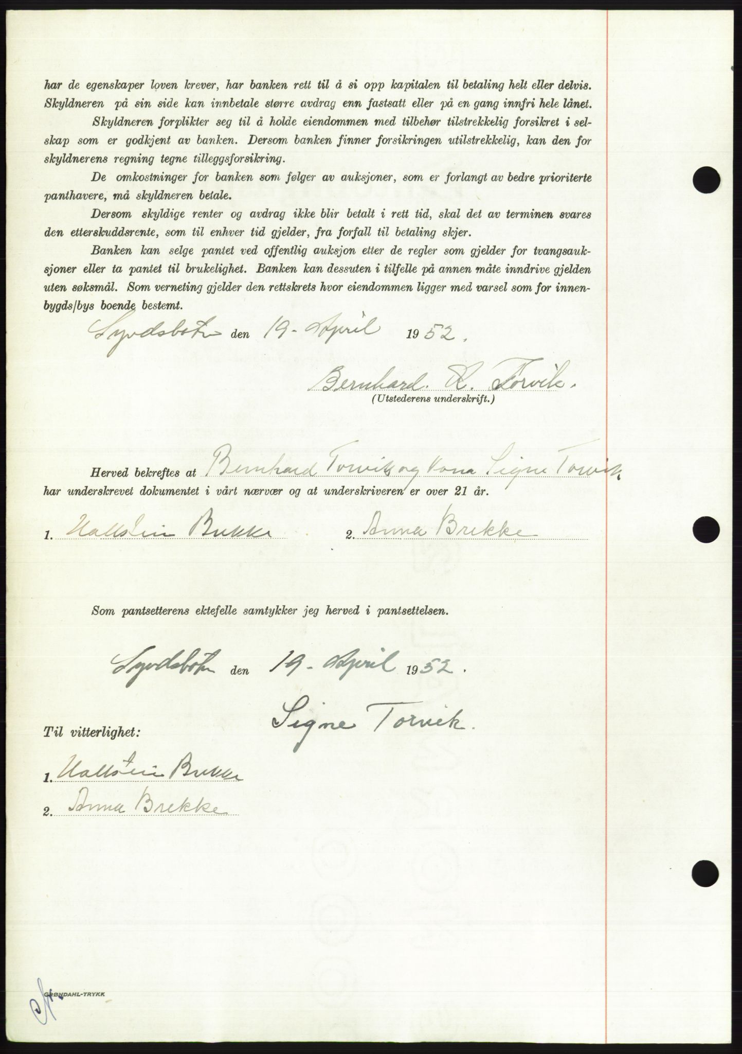 Søre Sunnmøre sorenskriveri, AV/SAT-A-4122/1/2/2C/L0121: Pantebok nr. 9B, 1951-1952, Dagboknr: 713/1952