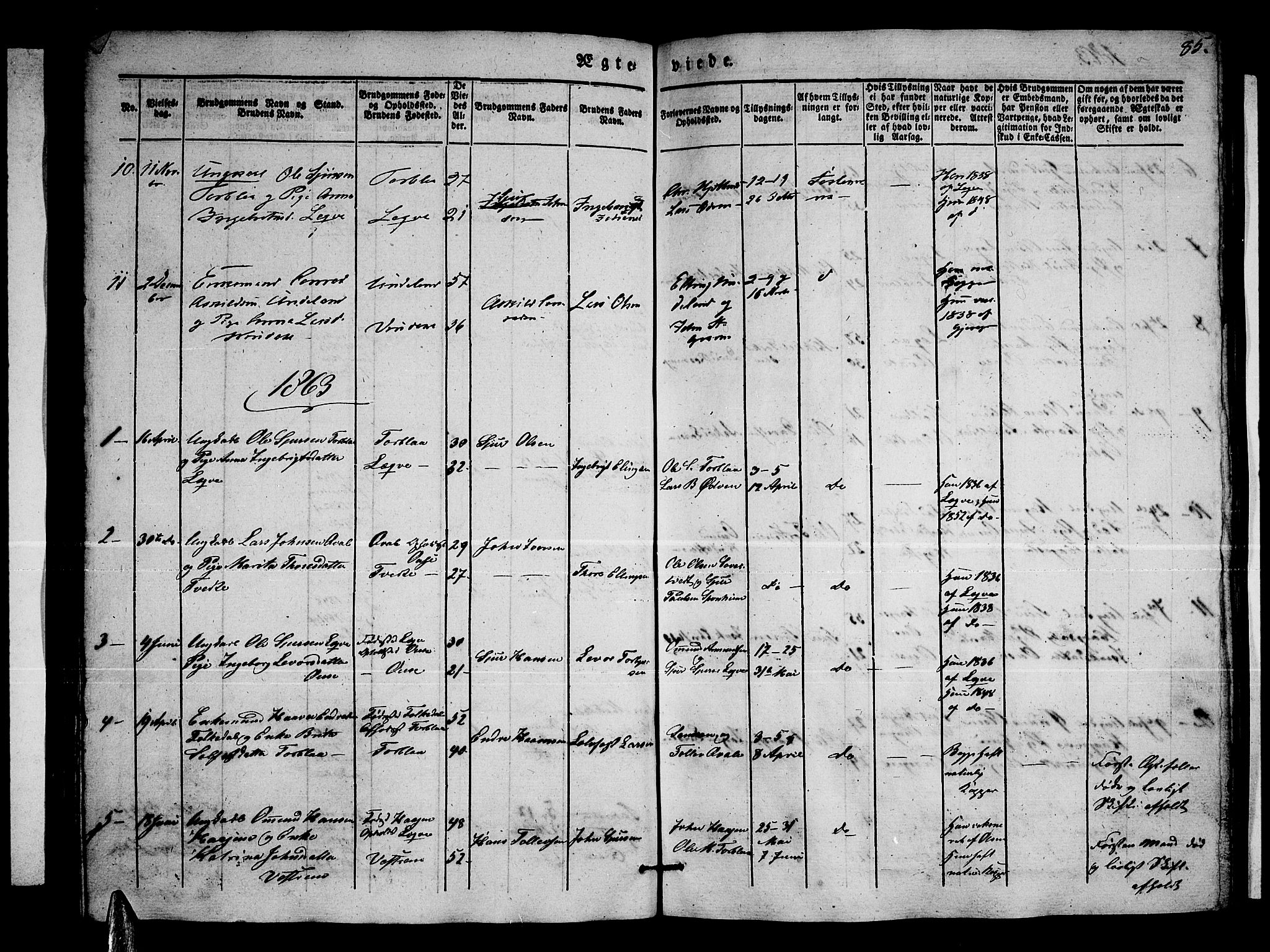 Ulvik sokneprestembete, AV/SAB-A-78801/H/Hab: Klokkerbok nr. A 1, 1855-1868, s. 85