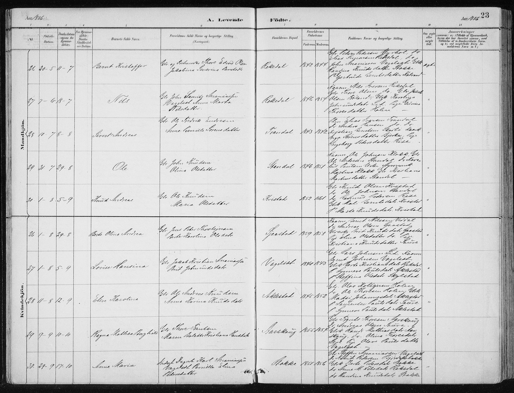 Ministerialprotokoller, klokkerbøker og fødselsregistre - Møre og Romsdal, AV/SAT-A-1454/515/L0215: Klokkerbok nr. 515C02, 1884-1906, s. 23