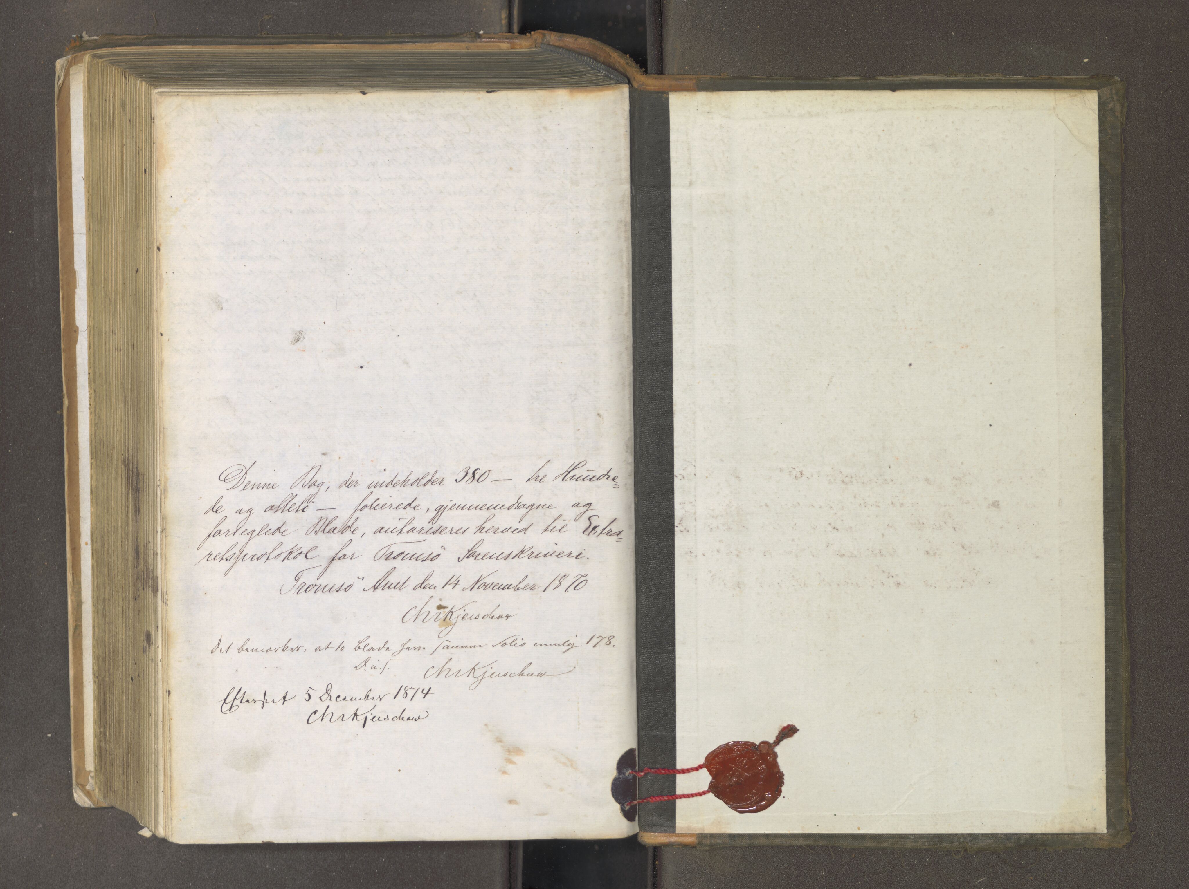 Tromsø sorenskriveri 1855-, AV/SATØ-S-0050/F/Fe/L0129: Ekstrarettsprotokoll med register, 1870-1876